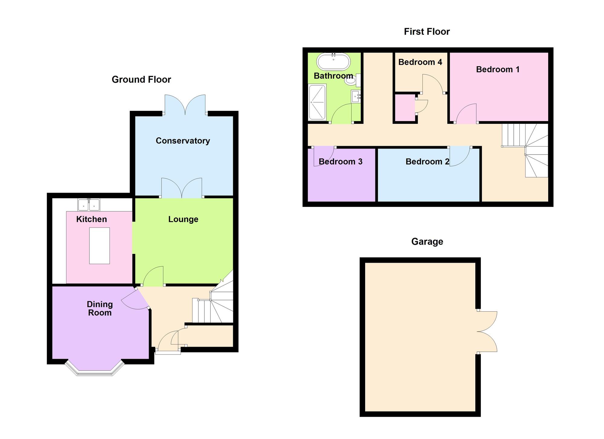 Floorplan of 4 bedroom Semi Detached House for sale, Rye Piece Ringway, Bedworth, Warwickshire, CV12