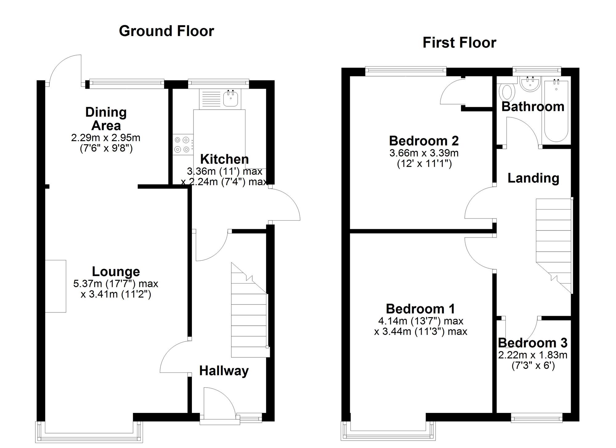 Floorplan of 3 bedroom Semi Detached House for sale, Briardene Avenue, Bedworth, Warwickshire, CV12