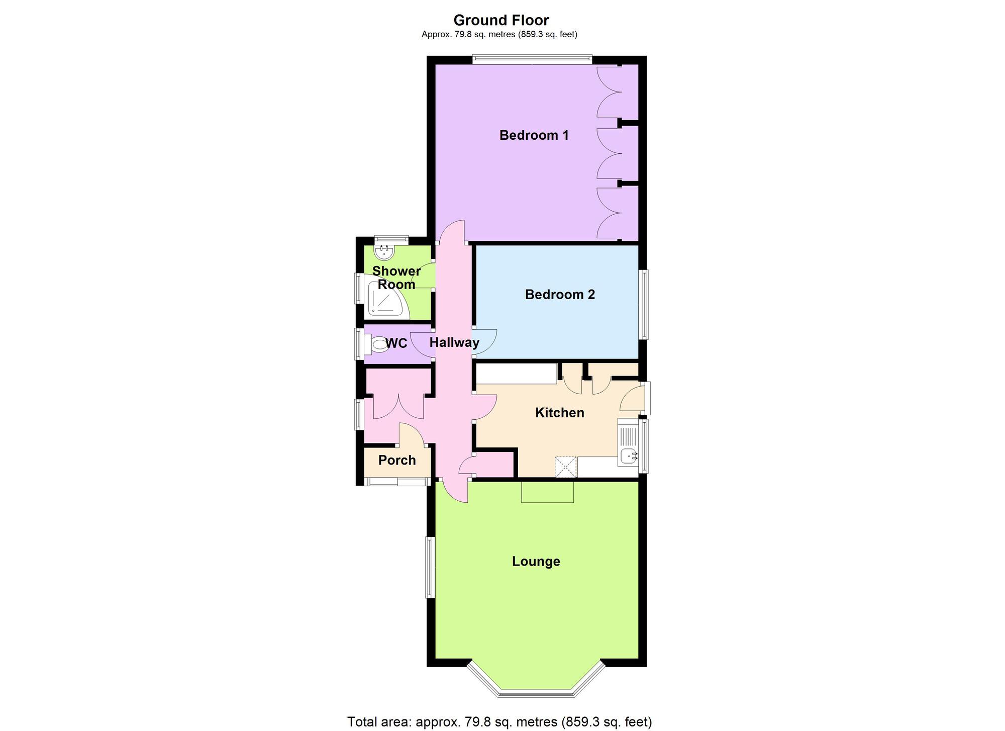 Floorplan of 2 bedroom Detached Bungalow for sale, Villiers Road, Kenilworth, Warwickshire, CV8