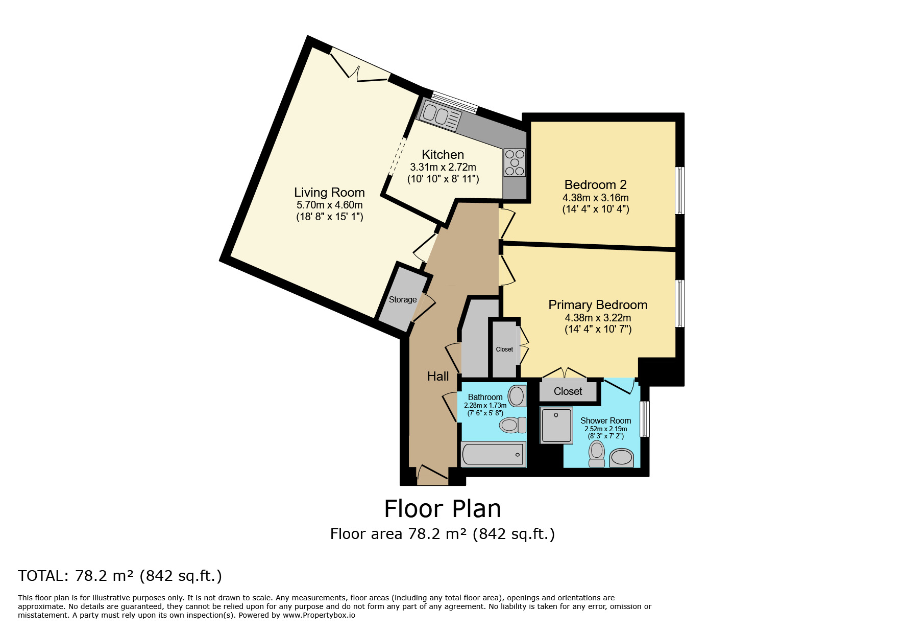 Floorplan of 2 bedroom  Flat for sale, Fennyland Lane, Kenilworth, Warwickshire, CV8