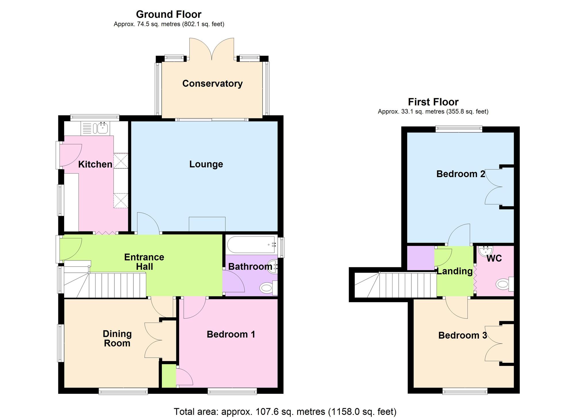 Floorplan of 4 bedroom Detached Bungalow for sale, All Saints Road, Bedworth, Warwickshire, CV12