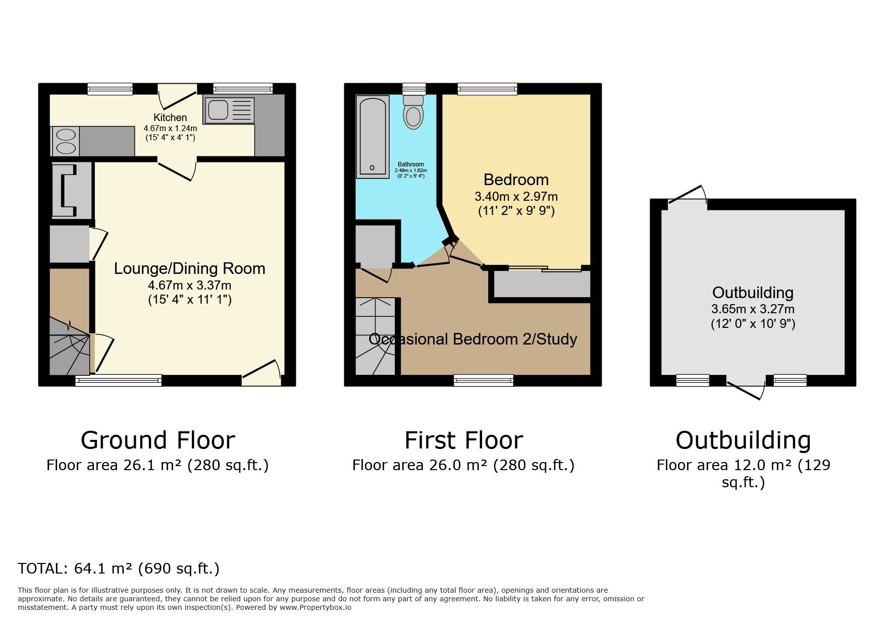 Floorplan of 2 bedroom Mid Terrace House for sale, Church Lane, Stoneleigh, Warwickshire, CV8