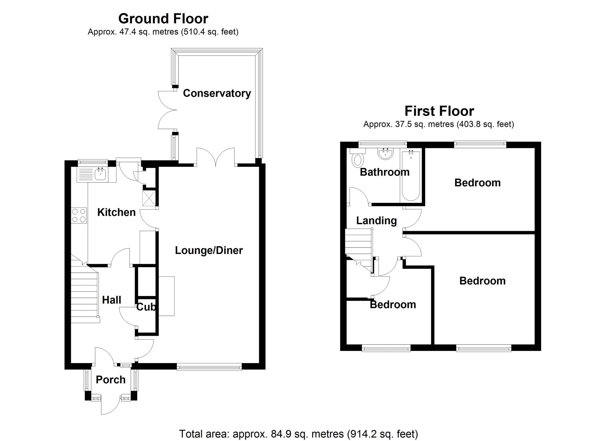 Floorplan of 3 bedroom Semi Detached House for sale, Mavor Drive, Bedworth, Warwickshire, CV12