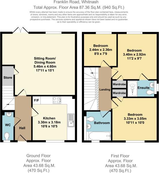 Floorplan of 3 bedroom Semi Detached House for sale, Franklin Road, Whitnash, Warwickshire, CV31