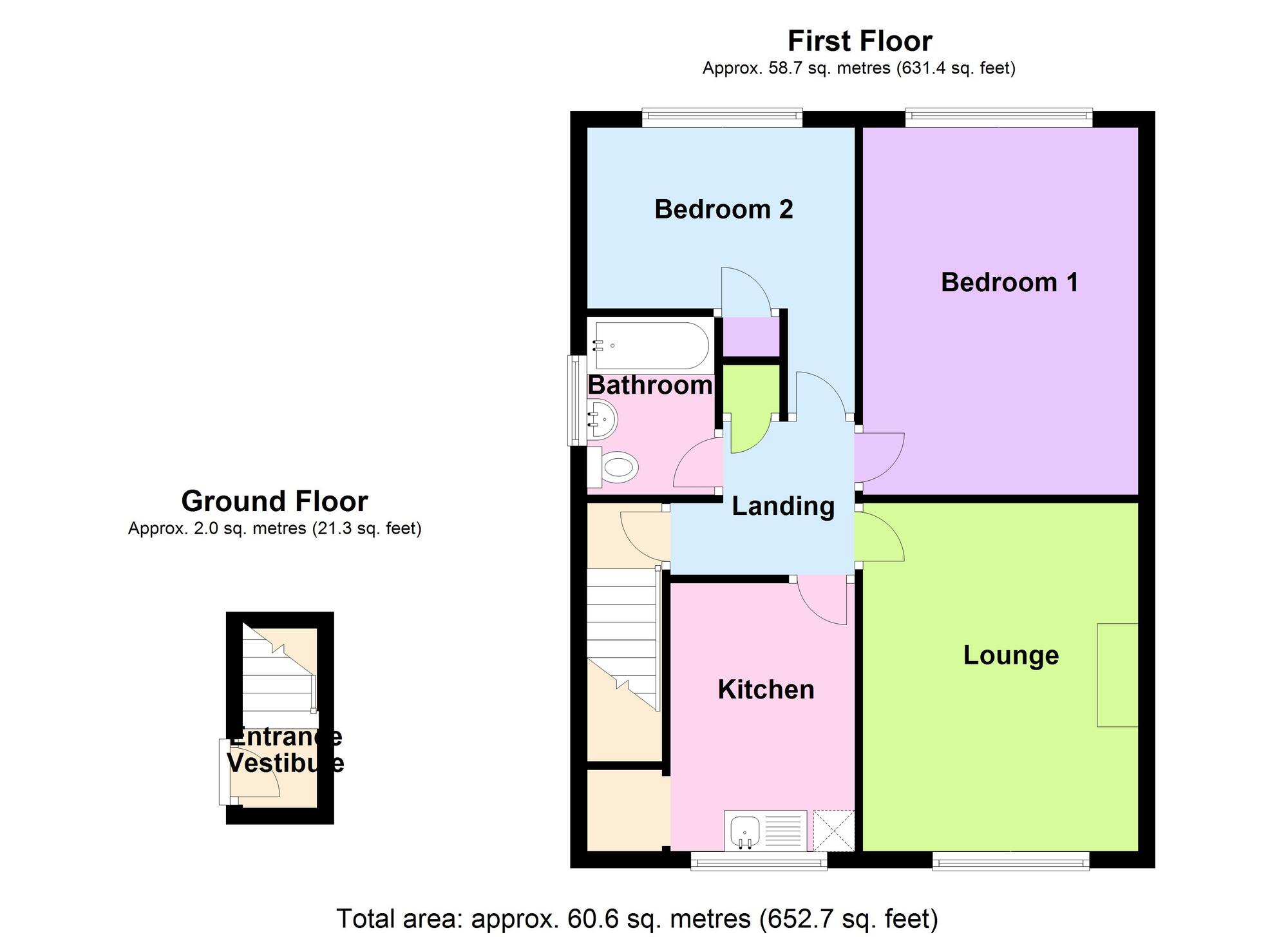 Floorplan of 2 bedroom  Flat for sale, Wolvey Road, Bulkington, Warwickshire, CV12