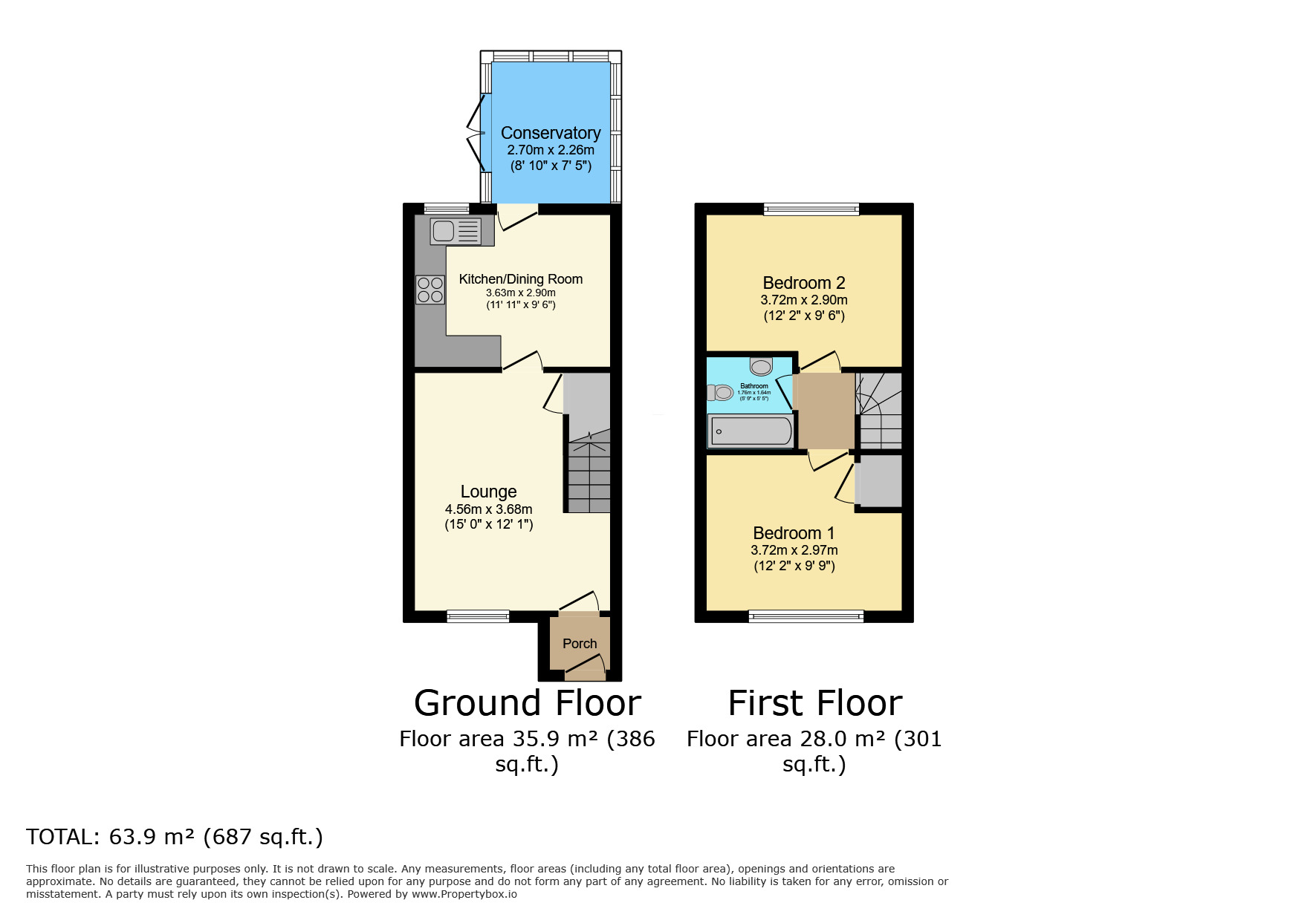 Floorplan of 2 bedroom Semi Detached House for sale, Aintree Close, Warwickshire, CV12