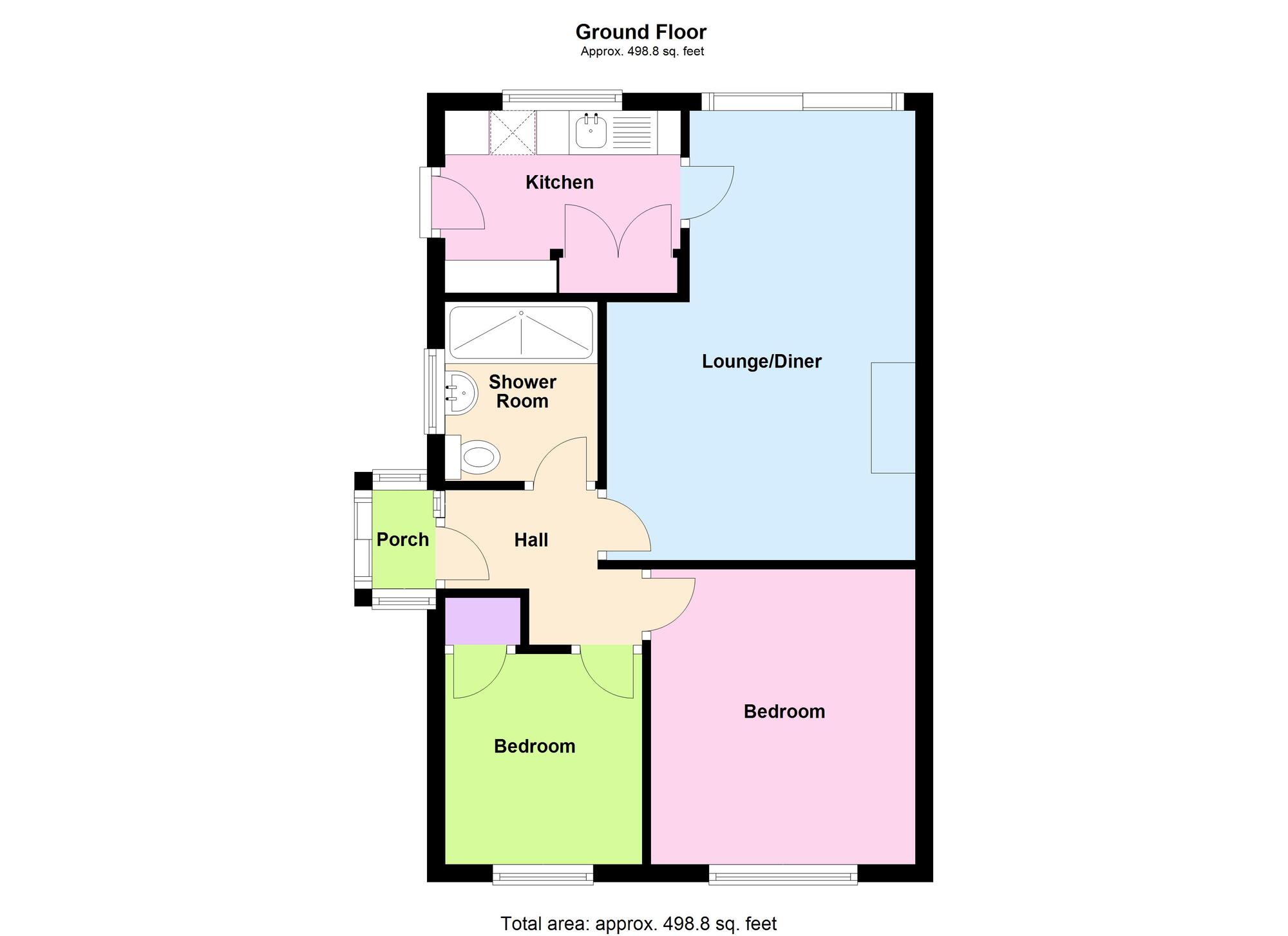 Floorplan of 2 bedroom Semi Detached Bungalow for sale, Tresillian Road, Exhall, Warwickshire, CV7