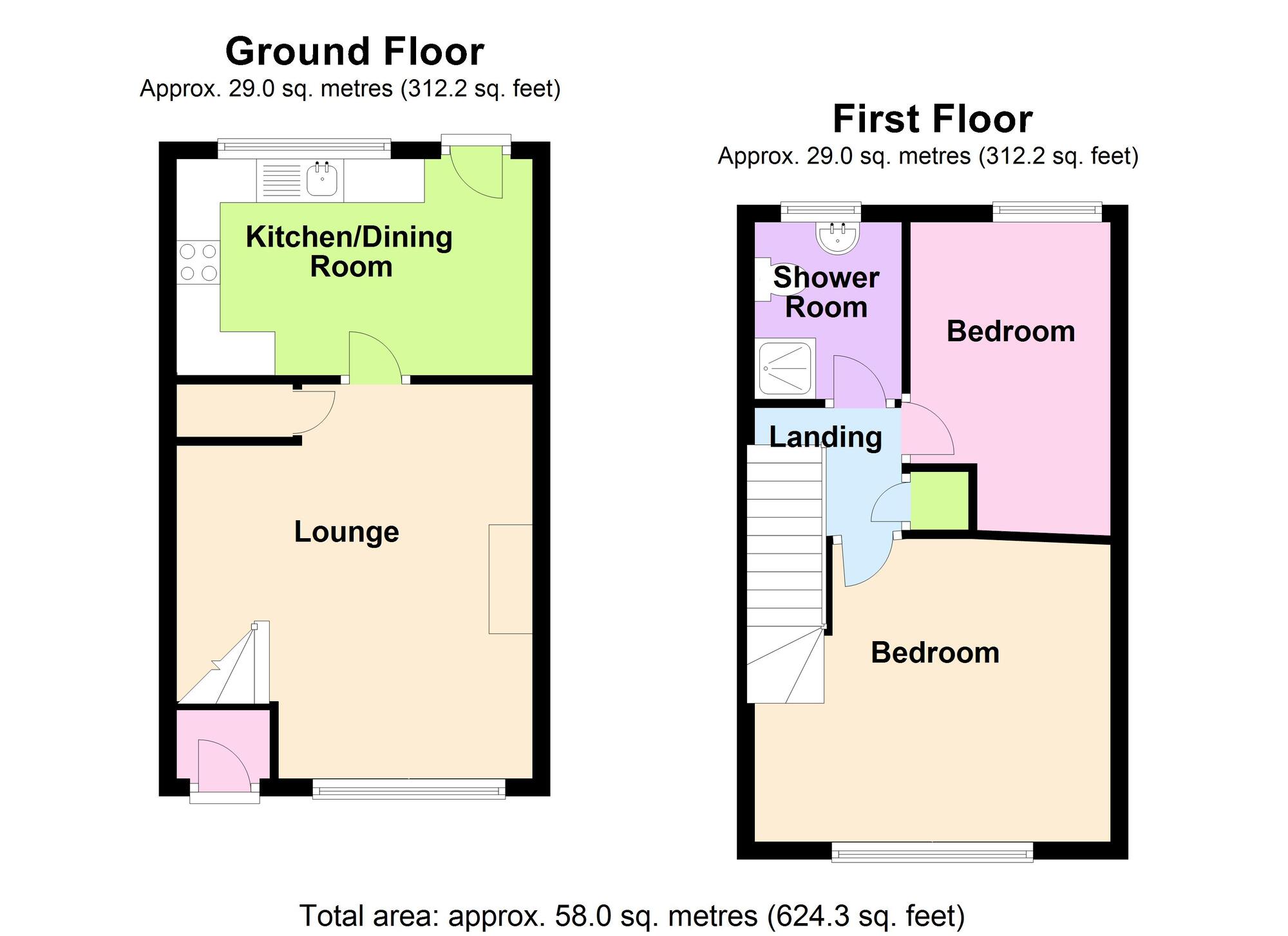 Floorplan of 2 bedroom Mid Terrace House for sale, Kenwyn Green, Exhall, Coventry, CV7