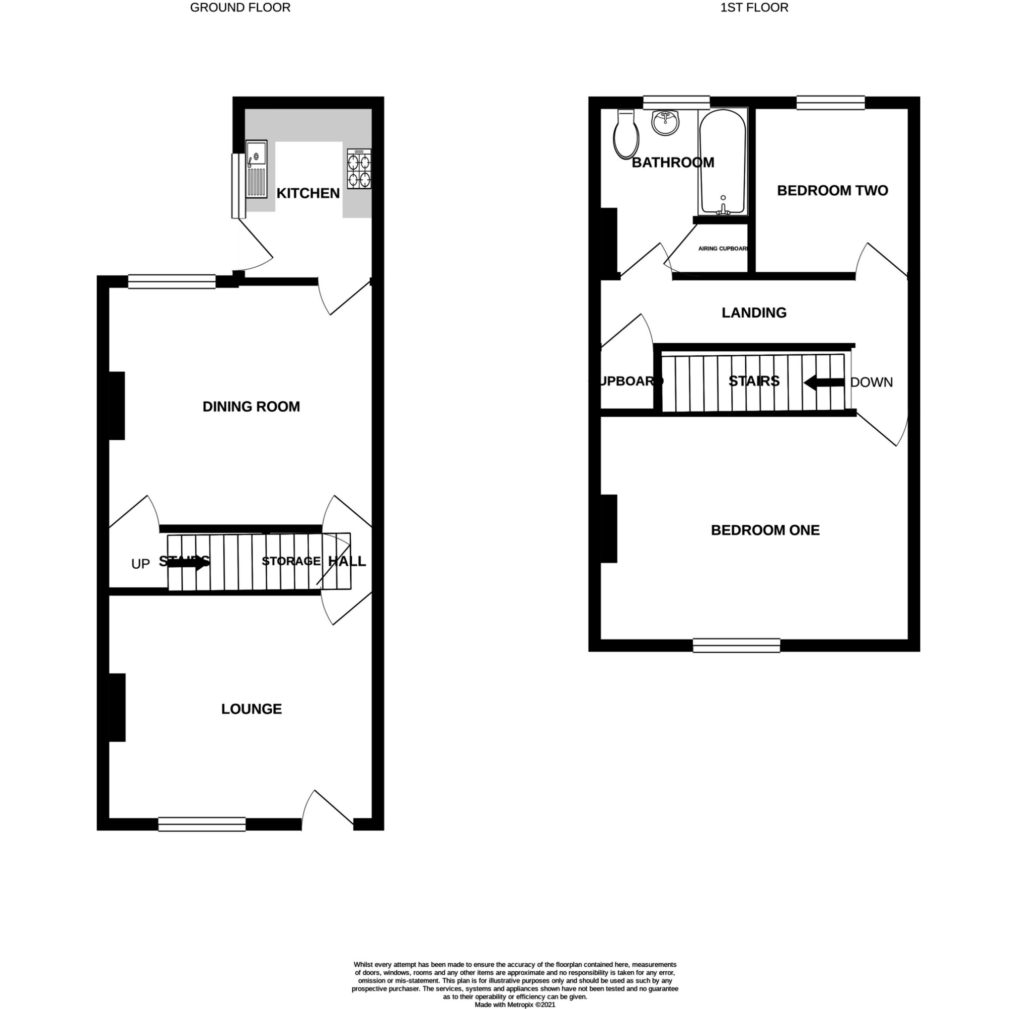 Floorplan of 2 bedroom Mid Terrace House for sale, School Road, Bulkington, Warwickshire, CV12