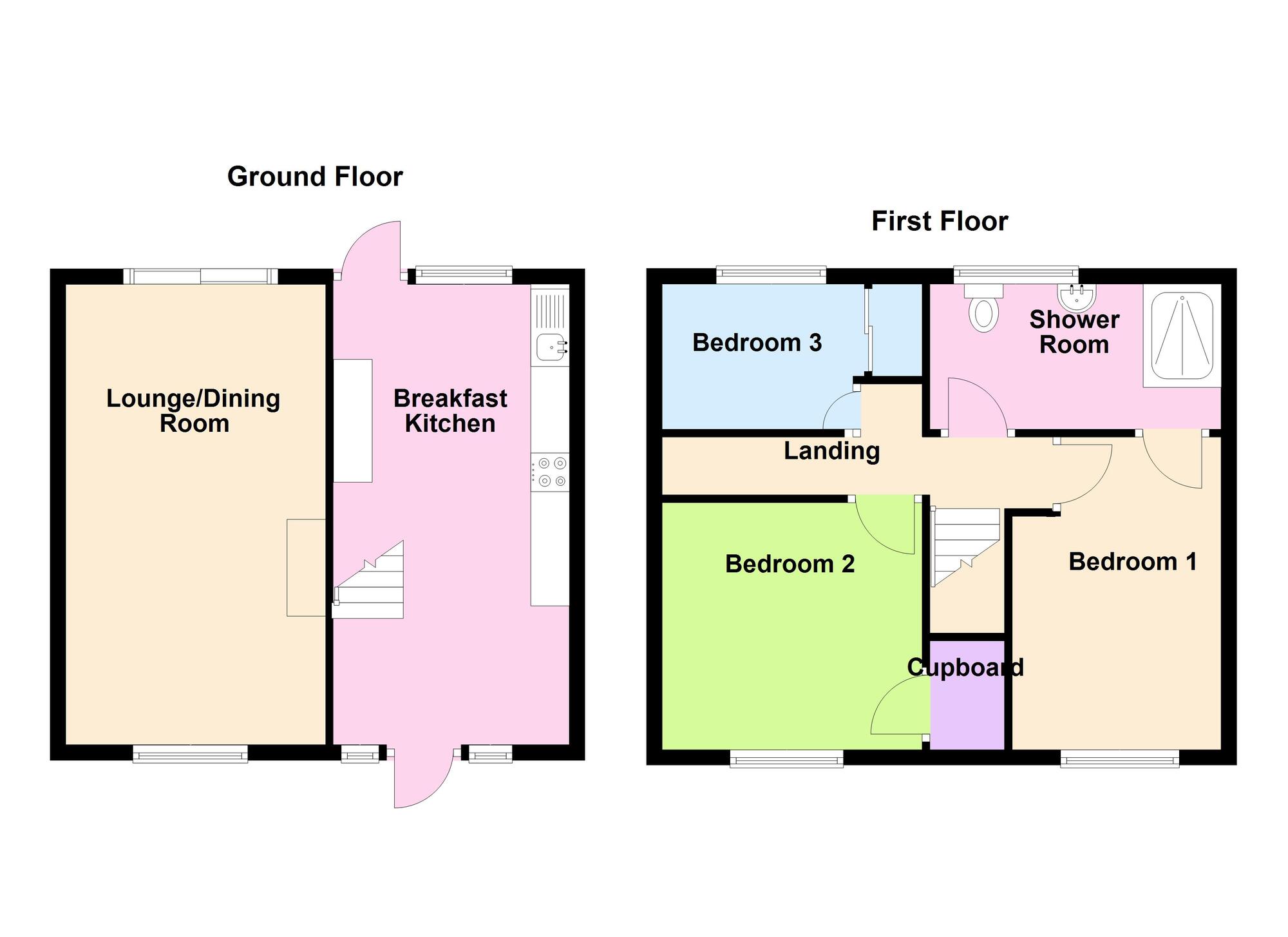 Floorplan of 3 bedroom Mid Terrace House for sale, Keenan Drive, Bedworth, Warwickshire, CV12