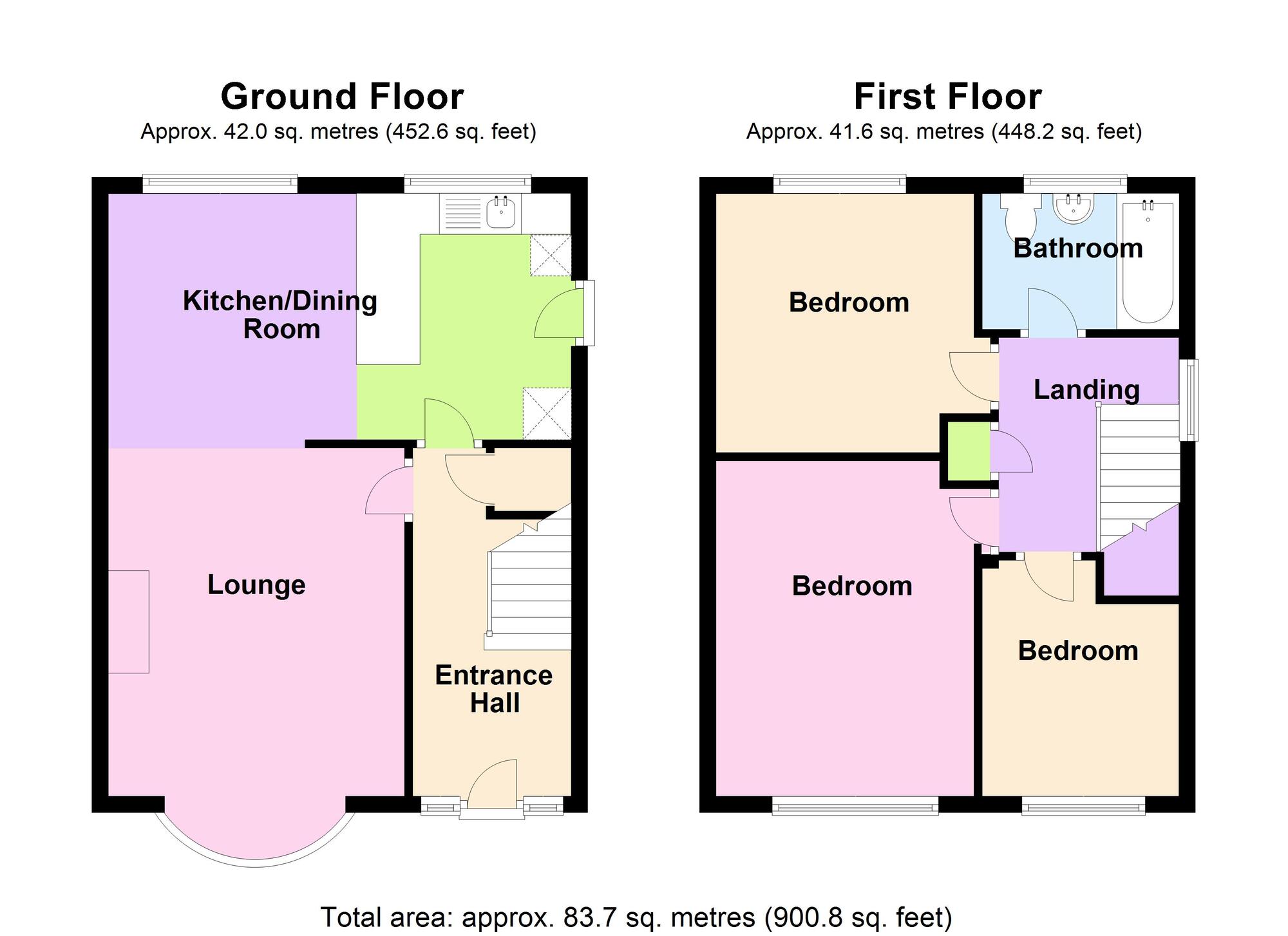 Floorplan of 3 bedroom Semi Detached House for sale, Mount Pleasant Road, Bedworth, Warwickshire, CV12