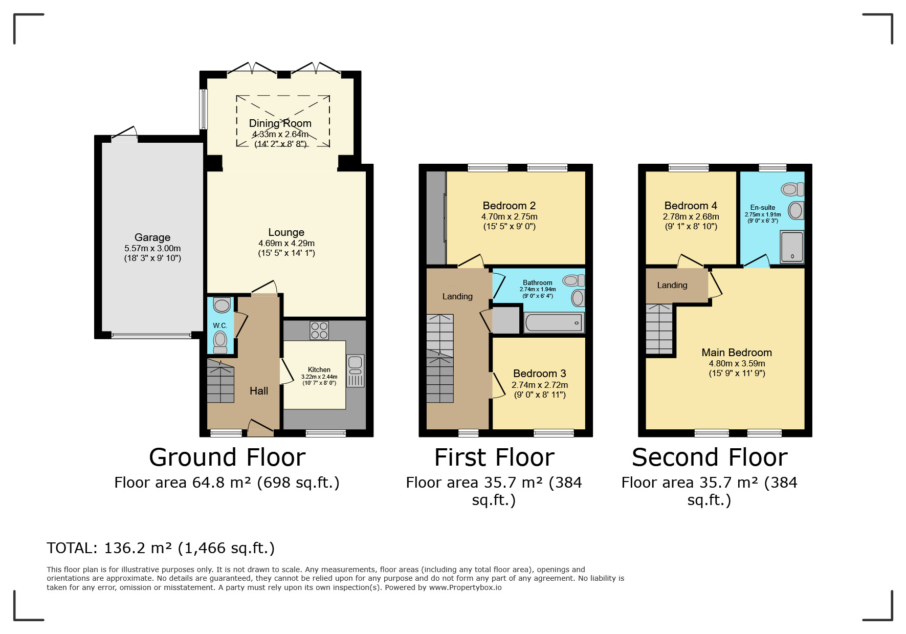 Floorplan of 4 bedroom Link Detached House for sale, Passionflower Close, Bedworth, Warwickshire, CV12