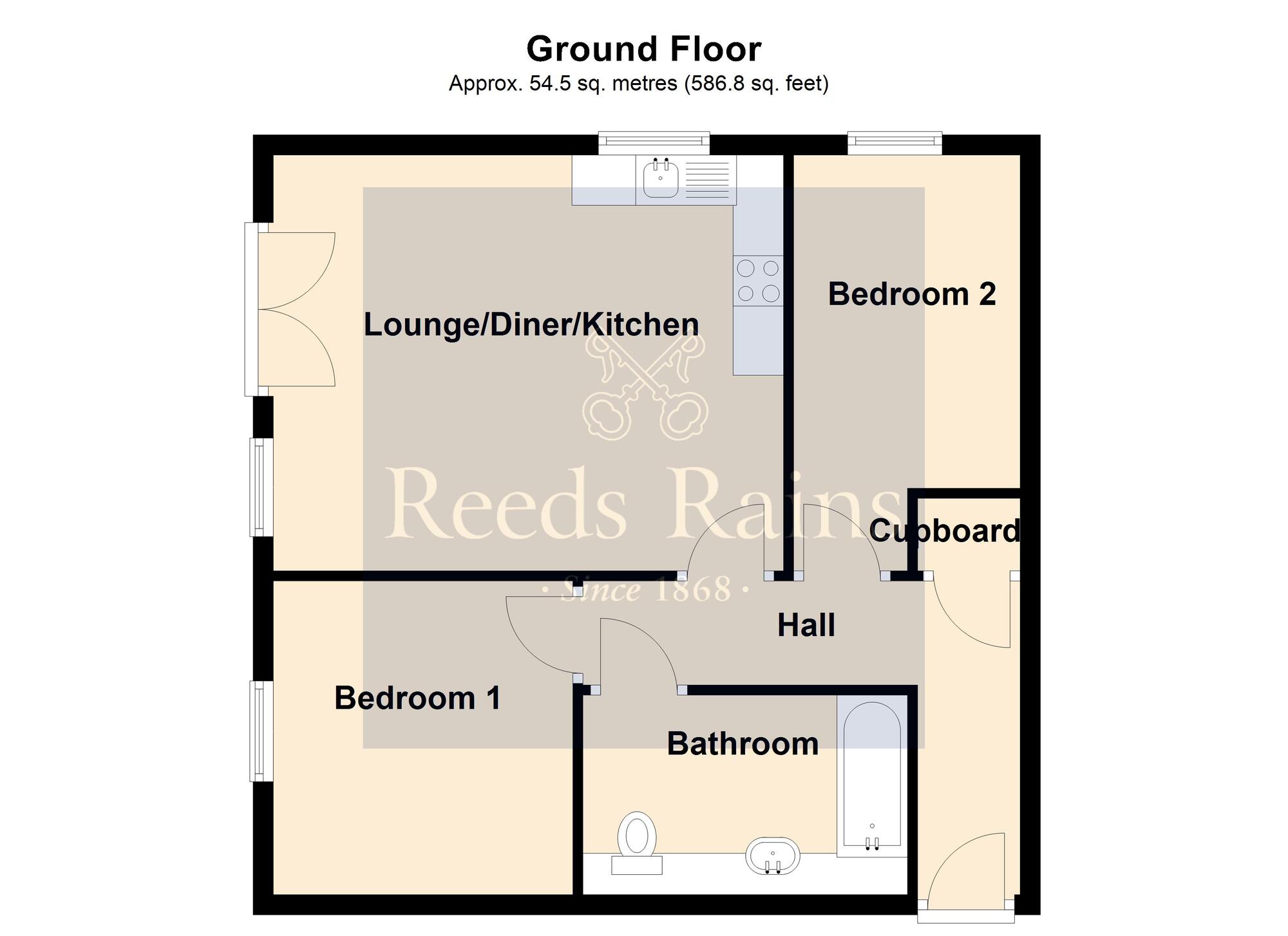 Floorplan of 2 bedroom  Flat for sale, Nuneaton Road, Bedworth, Warwickshire, CV12