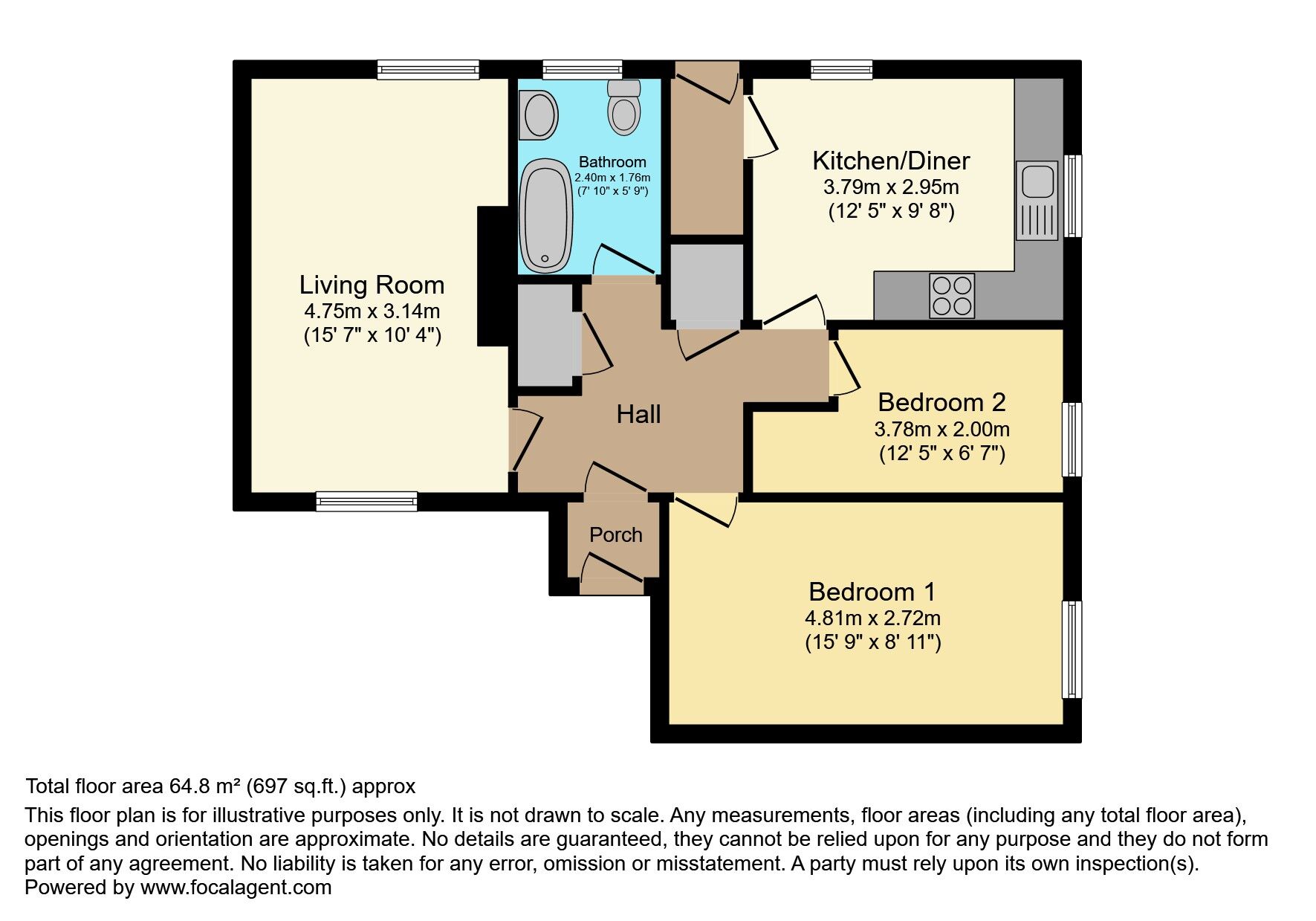 Floorplan of 2 bedroom  Flat for sale, Malton Rise, Belfast, BT9