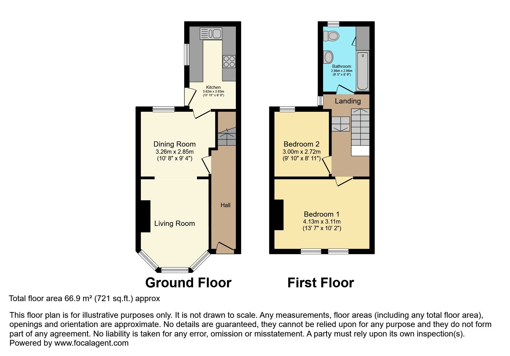 Floorplan of 2 bedroom Mid Terrace House for sale, Jocelyn Avenue, Belfast, County Antrim, BT6