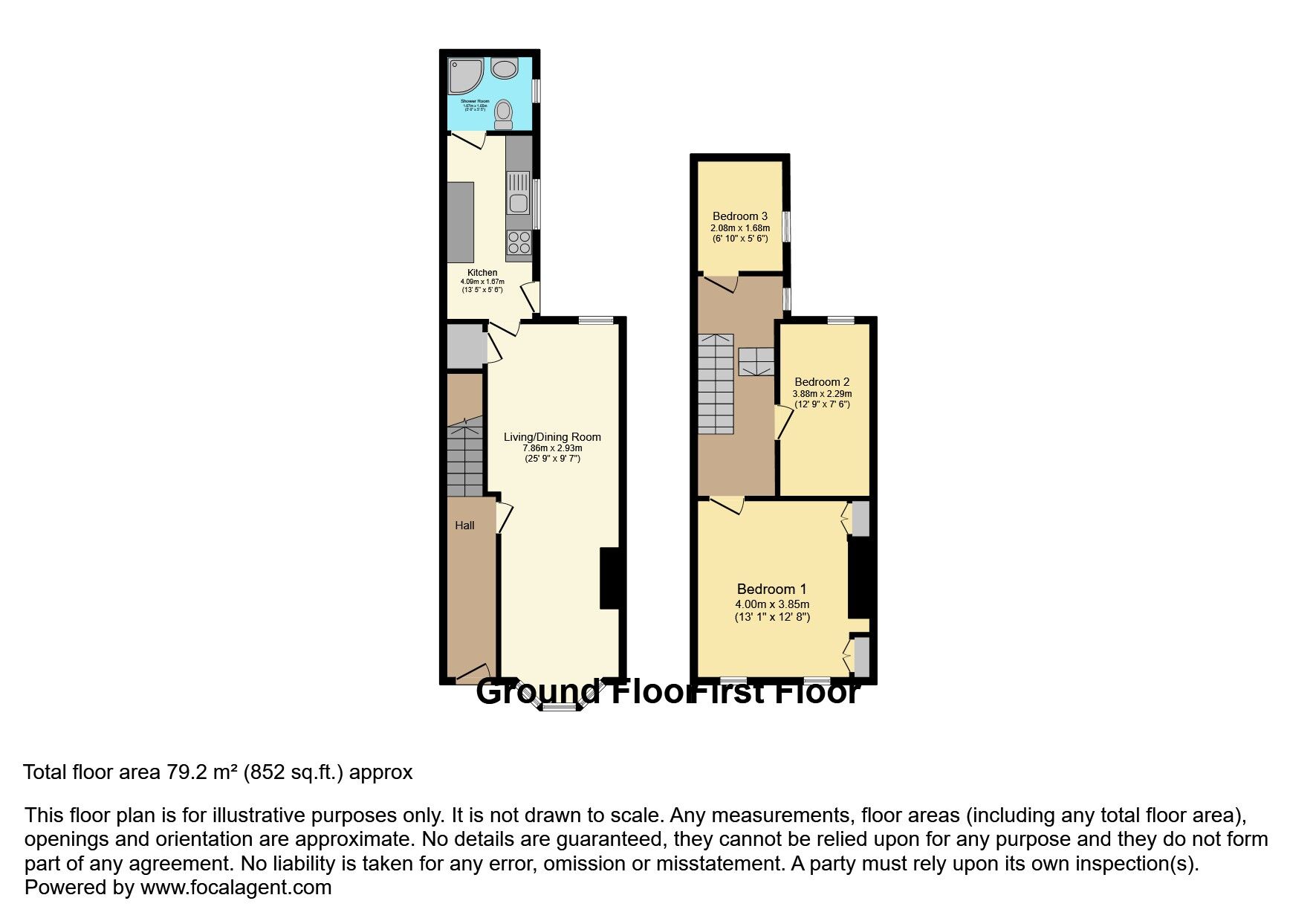 Floorplan of 3 bedroom Mid Terrace House for sale, Jameson Street, Ormeau, Belfast, BT7