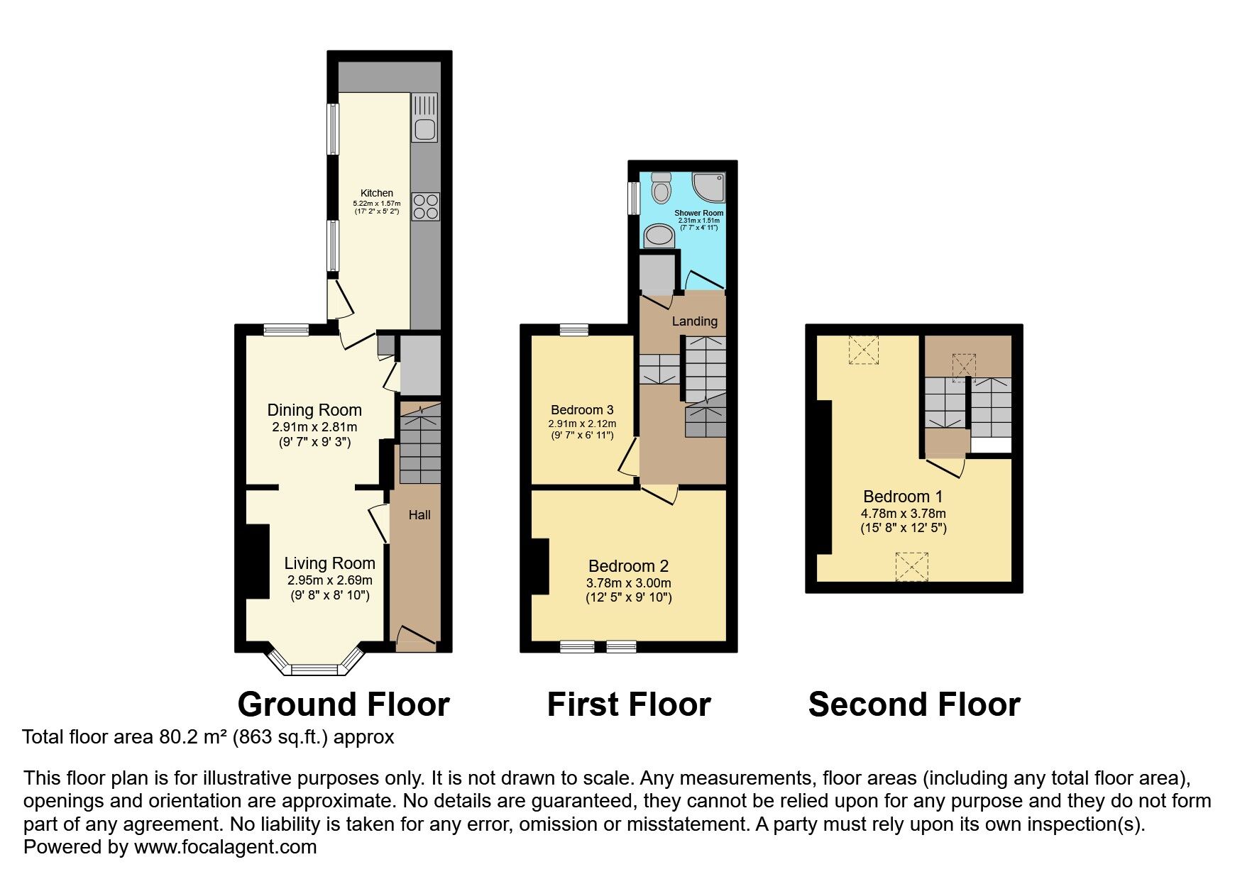 Floorplan of 3 bedroom Mid Terrace House for sale, Fernwood Street, Belfast, County Antrim, BT7