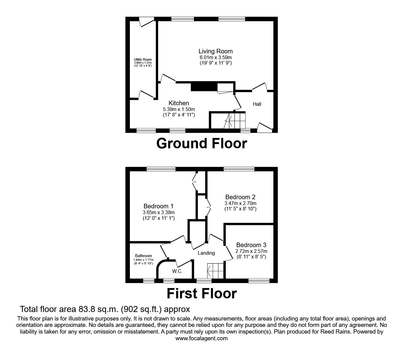 Floorplan of 3 bedroom Mid Terrace House to rent, Butlers Meadow, Warton, Lancashire, PR4