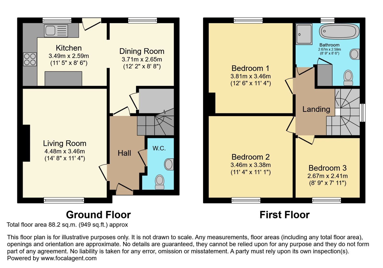 Floorplan of 3 bedroom End Terrace House for sale, Shaftesbury Road, Bangor, County Down, BT20