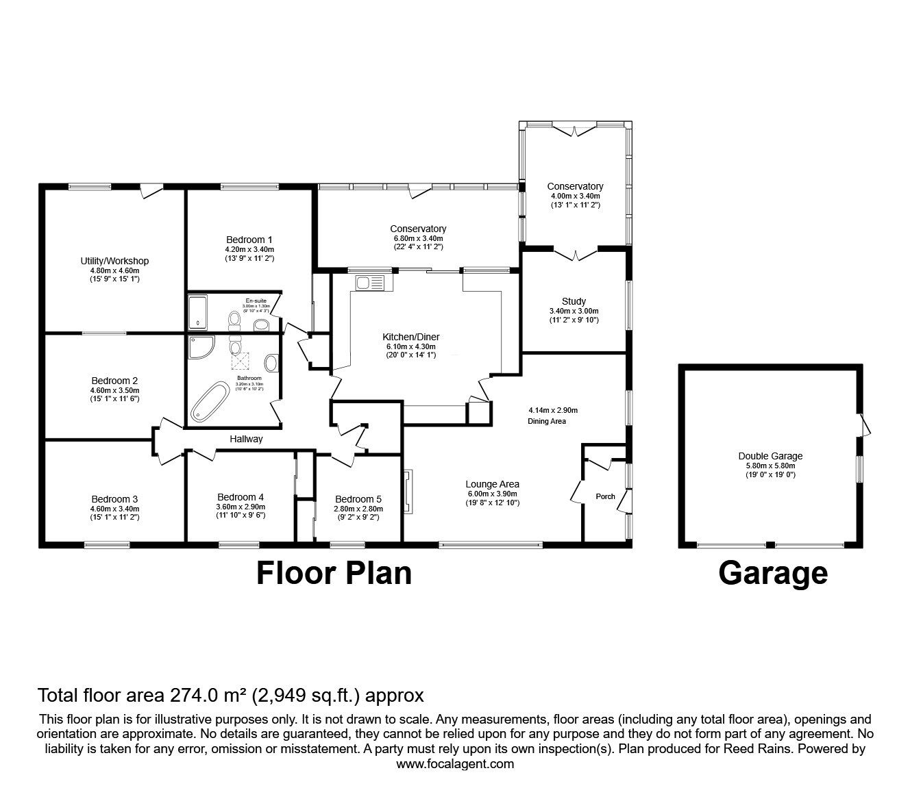 Floorplan of 5 bedroom Detached Bungalow for sale, Green Lane, Bempton, East Riding of Yorkshi, YO15