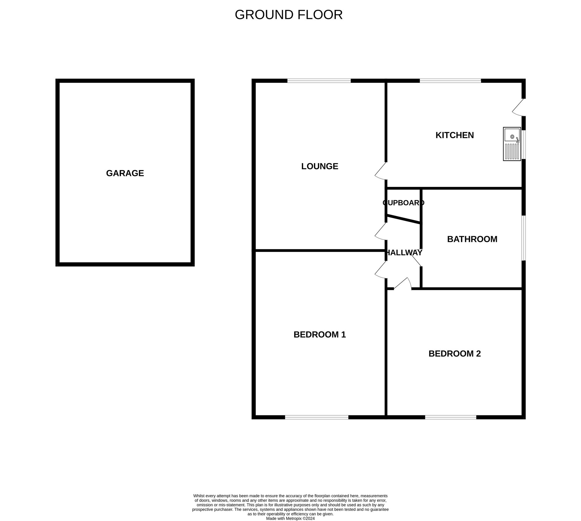 Floorplan of 2 bedroom Semi Detached Bungalow for sale, Glaisdale Close, Bridlington, East Yorkshire, YO16