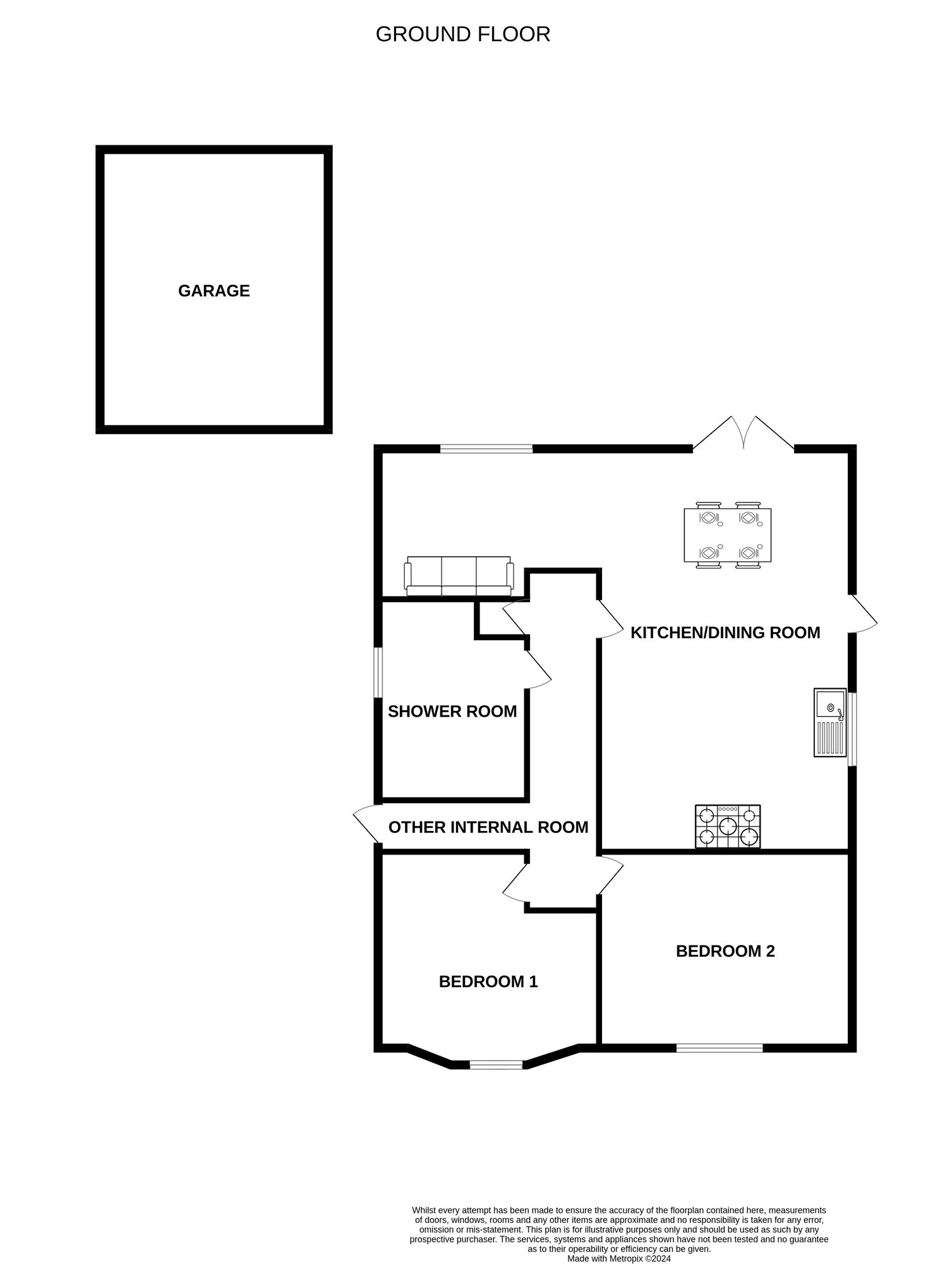 Floorplan of 2 bedroom Detached Bungalow for sale, Mill Gate, Bridlington, East Yorkshire, YO16