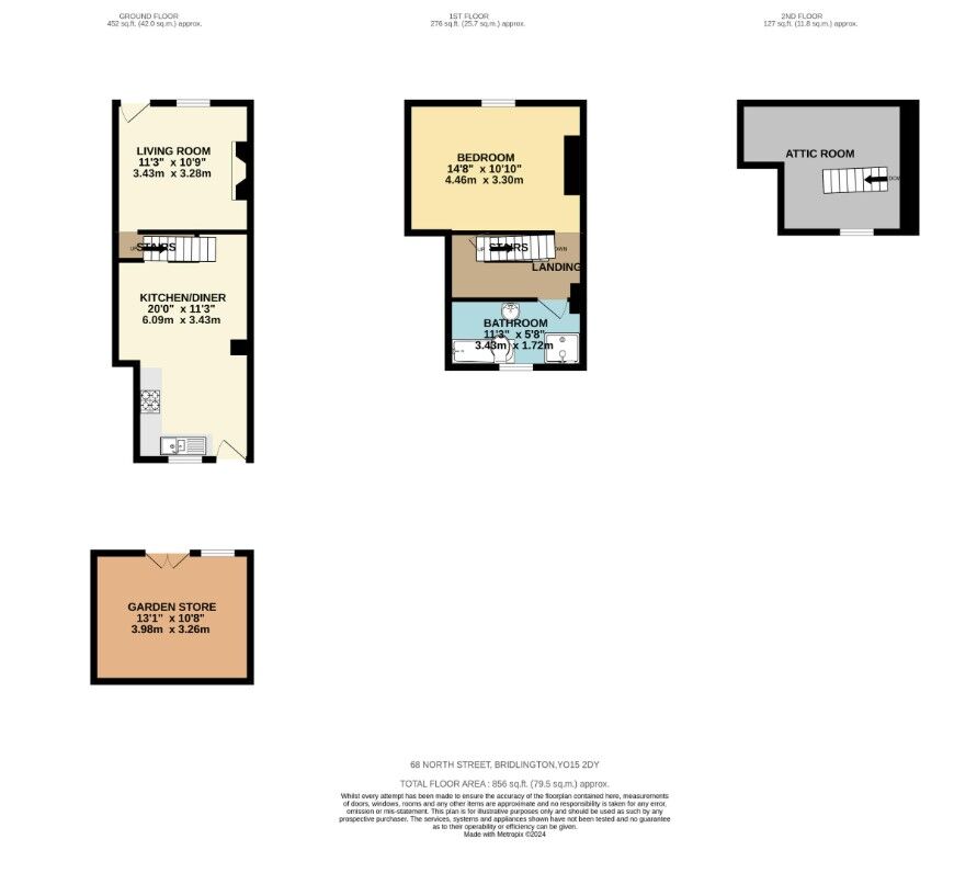 Floorplan of 1 bedroom Mid Terrace House for sale, North Street, Bridlington, East Yorkshire, YO15