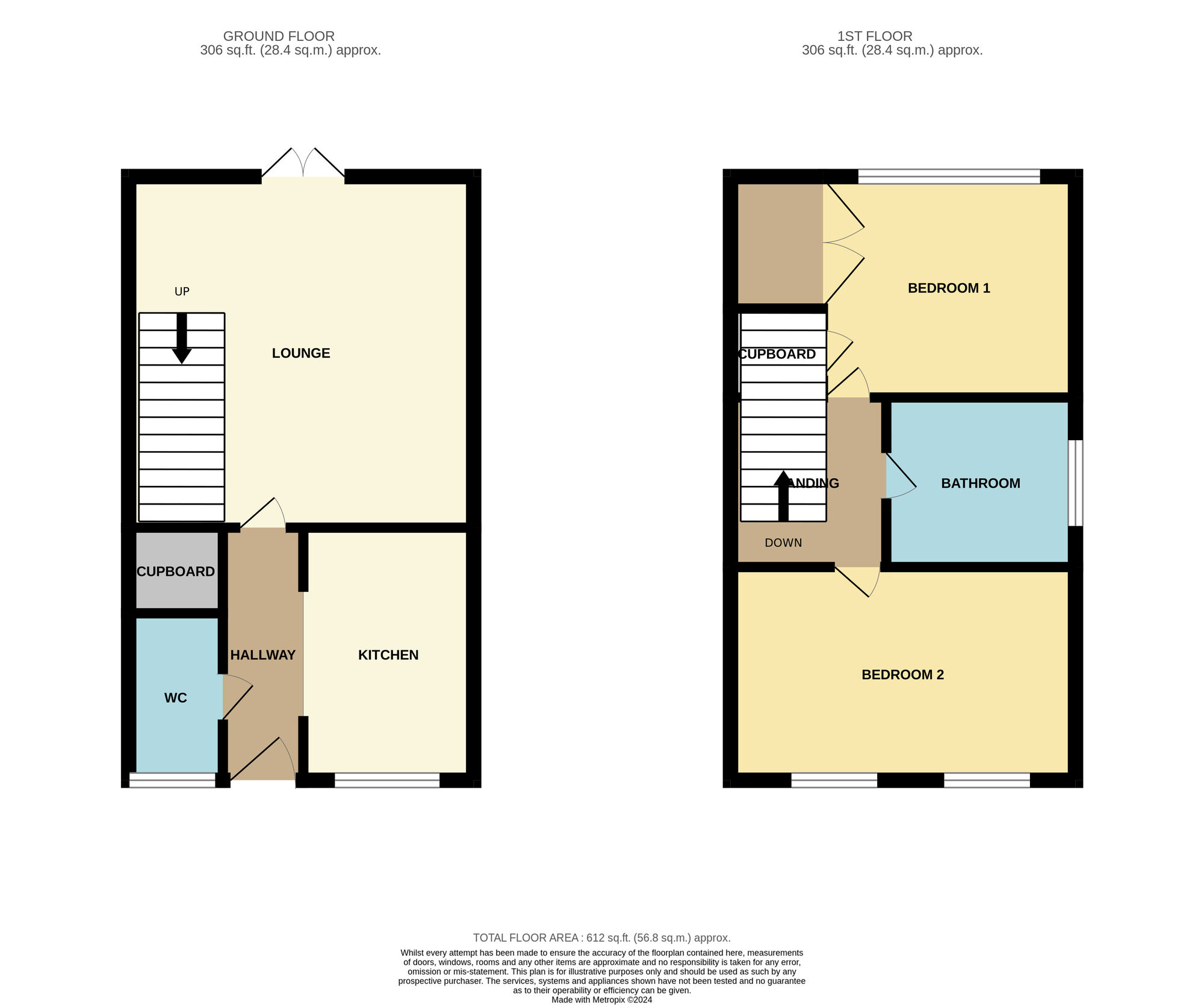 Floorplan of 2 bedroom End Terrace House for sale, Waterdale Close, Bridlington, East Yorkshire, YO16