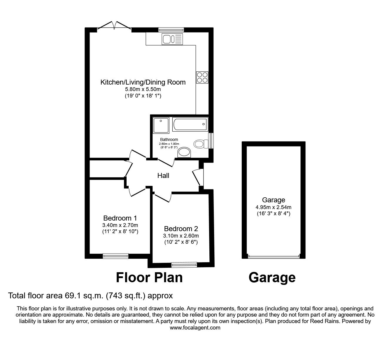 Floorplan of 2 bedroom Semi Detached Bungalow to rent, Matthews Pasture, Bridlington, East Riding of Yorkshi, YO16