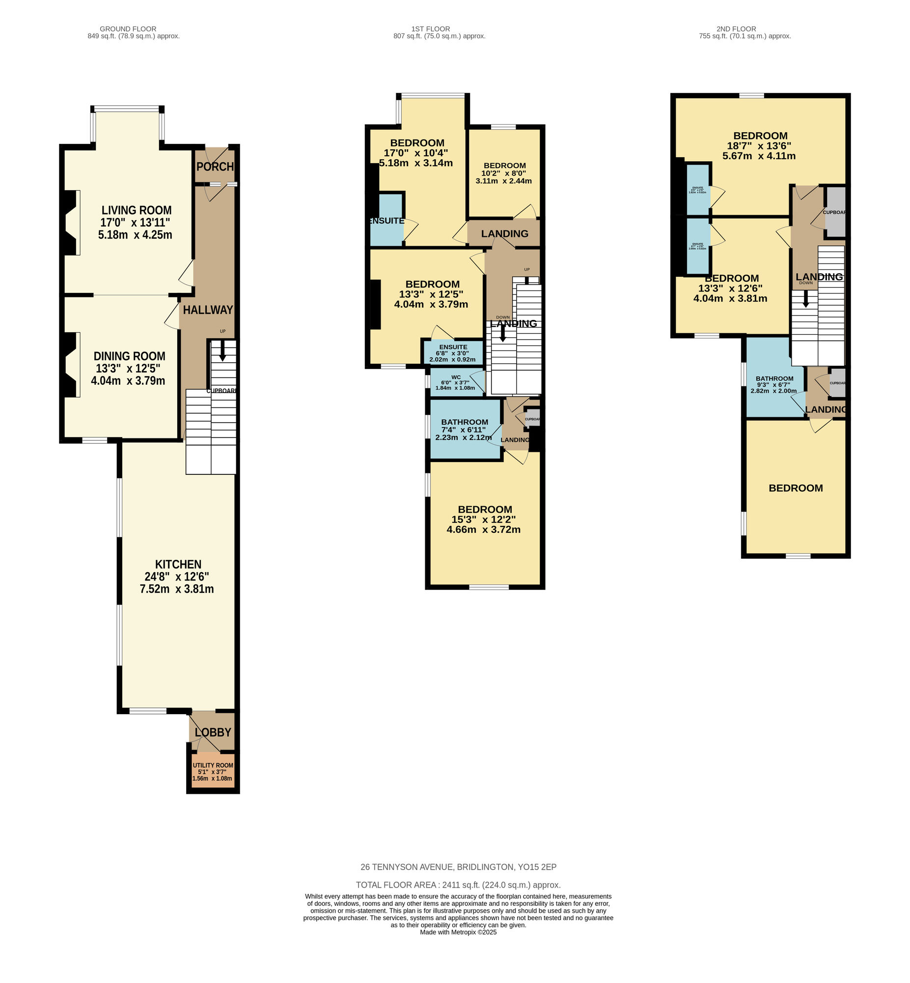 Floorplan of 7 bedroom Mid Terrace House for sale, Tennyson Avenue, Bridlington, East Yorkshire, YO15