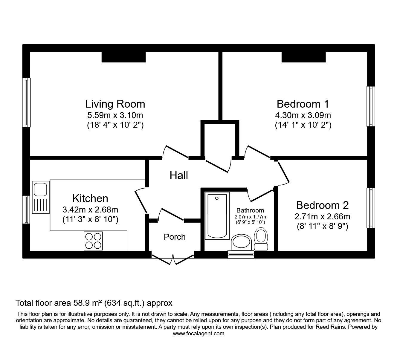 Floorplan of 2 bedroom Semi Detached Bungalow for sale, Applegarth Lane, Bridlington, East Yorkshire, YO16