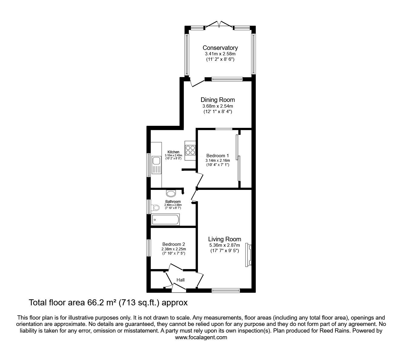 Floorplan of 2 bedroom Semi Detached Bungalow for sale, Balmoral Close, Bridlington, East Yorkshire, YO16