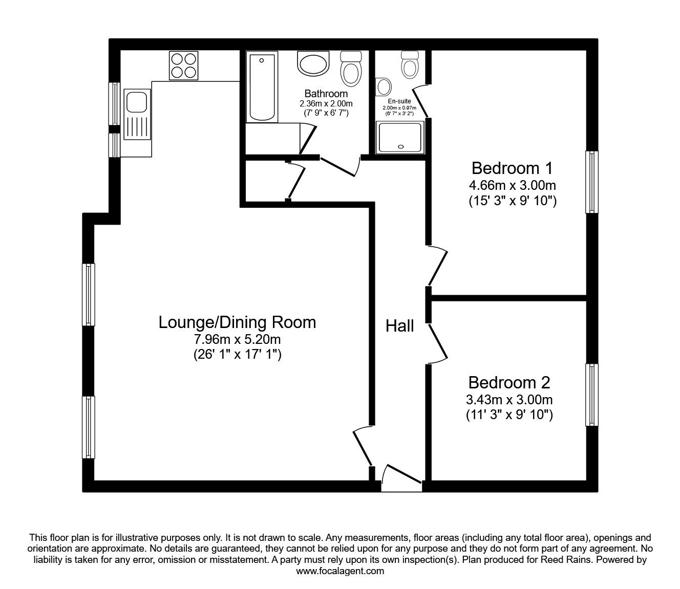 Floorplan of 2 bedroom  Flat to rent, Clayton Fold, Burnley, Lancashire, BB12