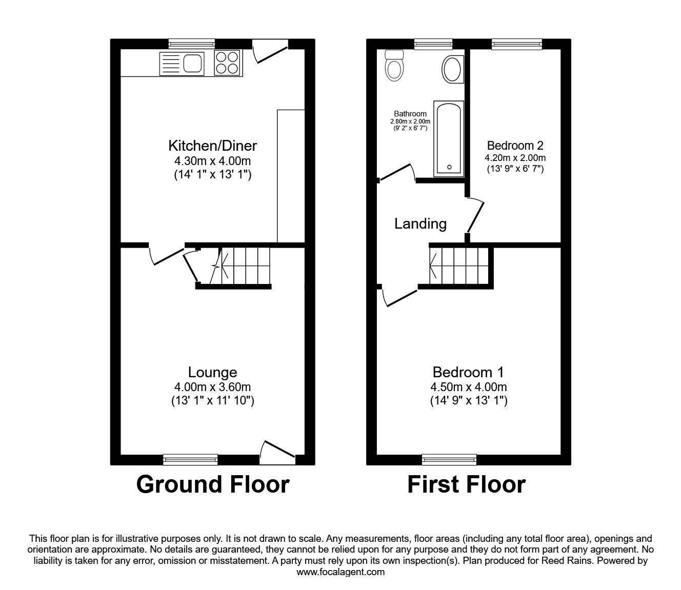 Floorplan of 2 bedroom Mid Terrace House to rent, Fraser Street, Burnley, Lancashire, BB10