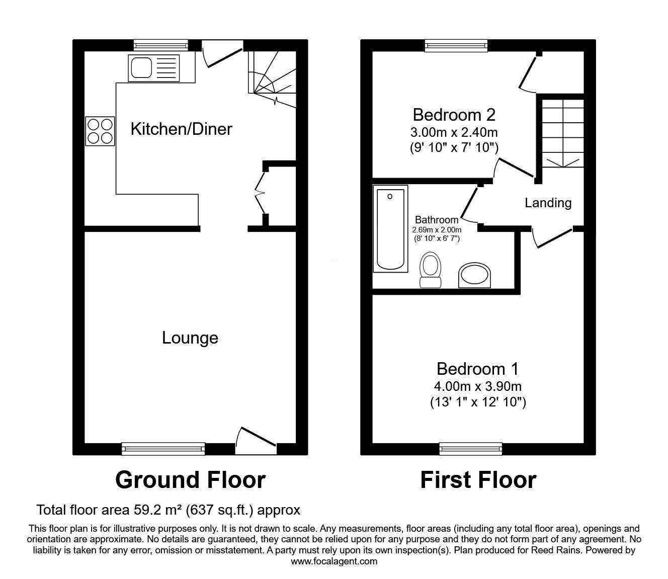 Floorplan of 2 bedroom Mid Terrace House for sale, Grange Street, Burnley, Lancashire, BB11