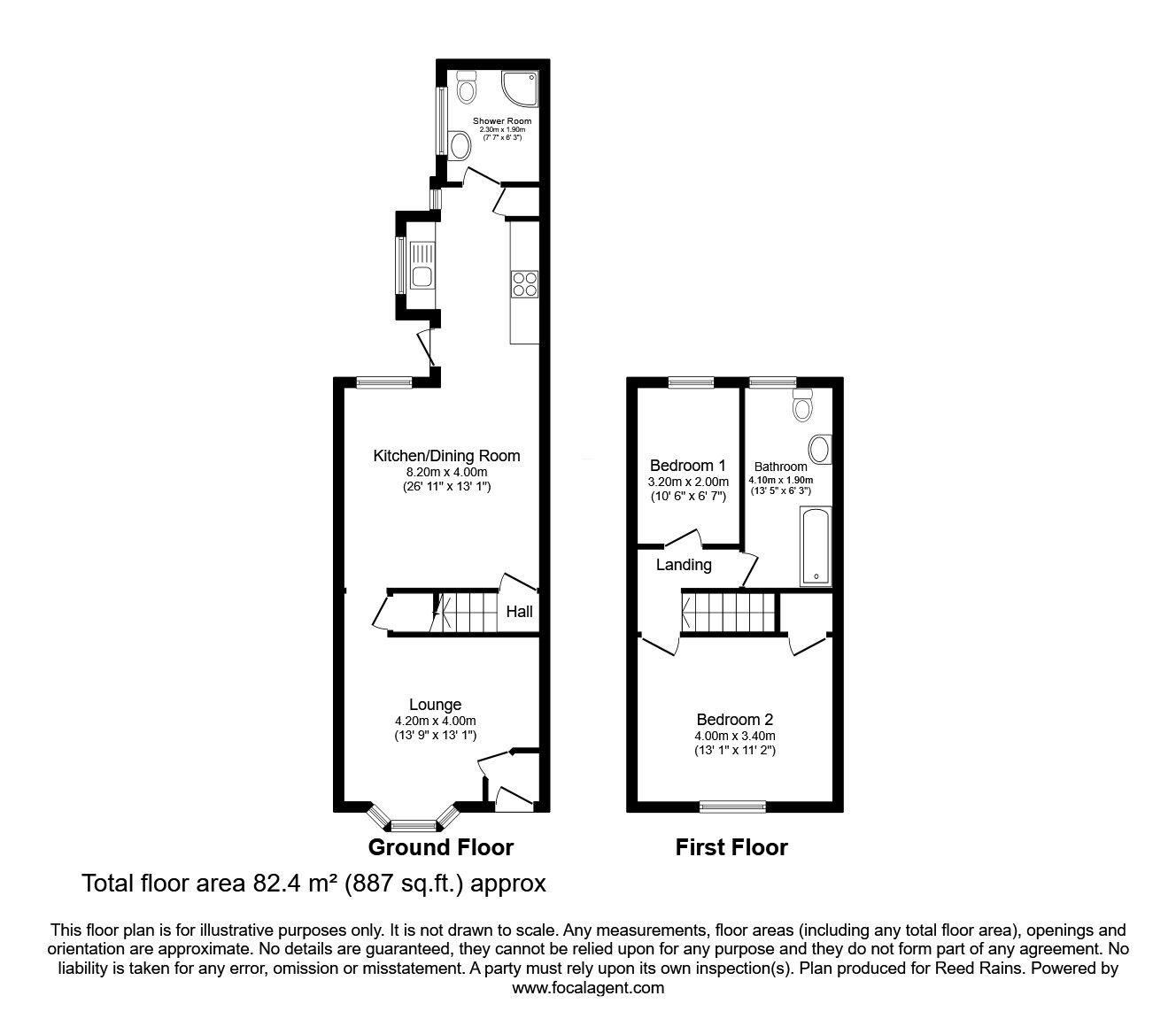 Floorplan of 2 bedroom Mid Terrace House for sale, Hapton Road, Padiham, Lancashire, BB12