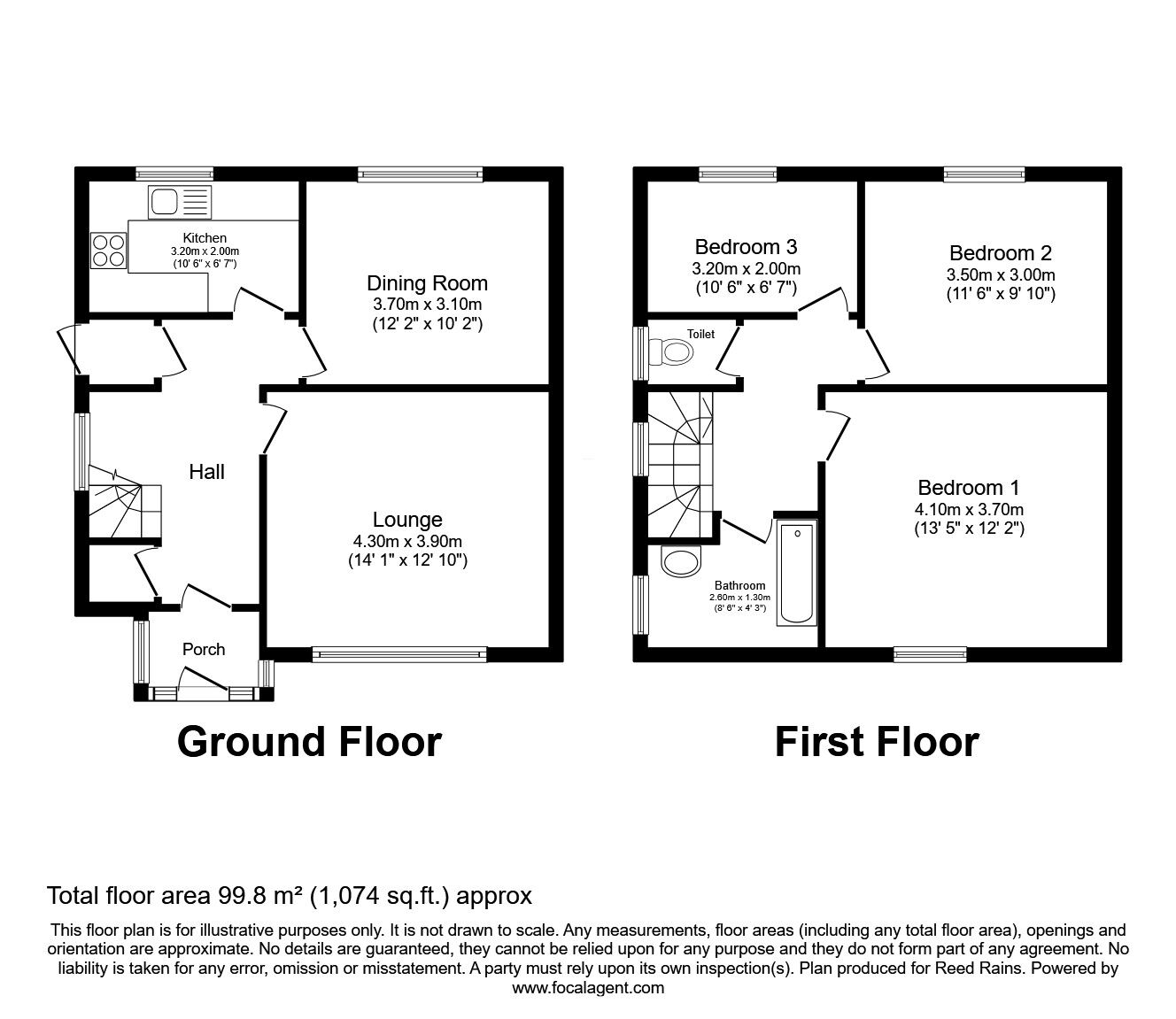 Floorplan of 3 bedroom End Terrace House for sale, Rossetti Avenue, Burnley, Lancashire, BB11