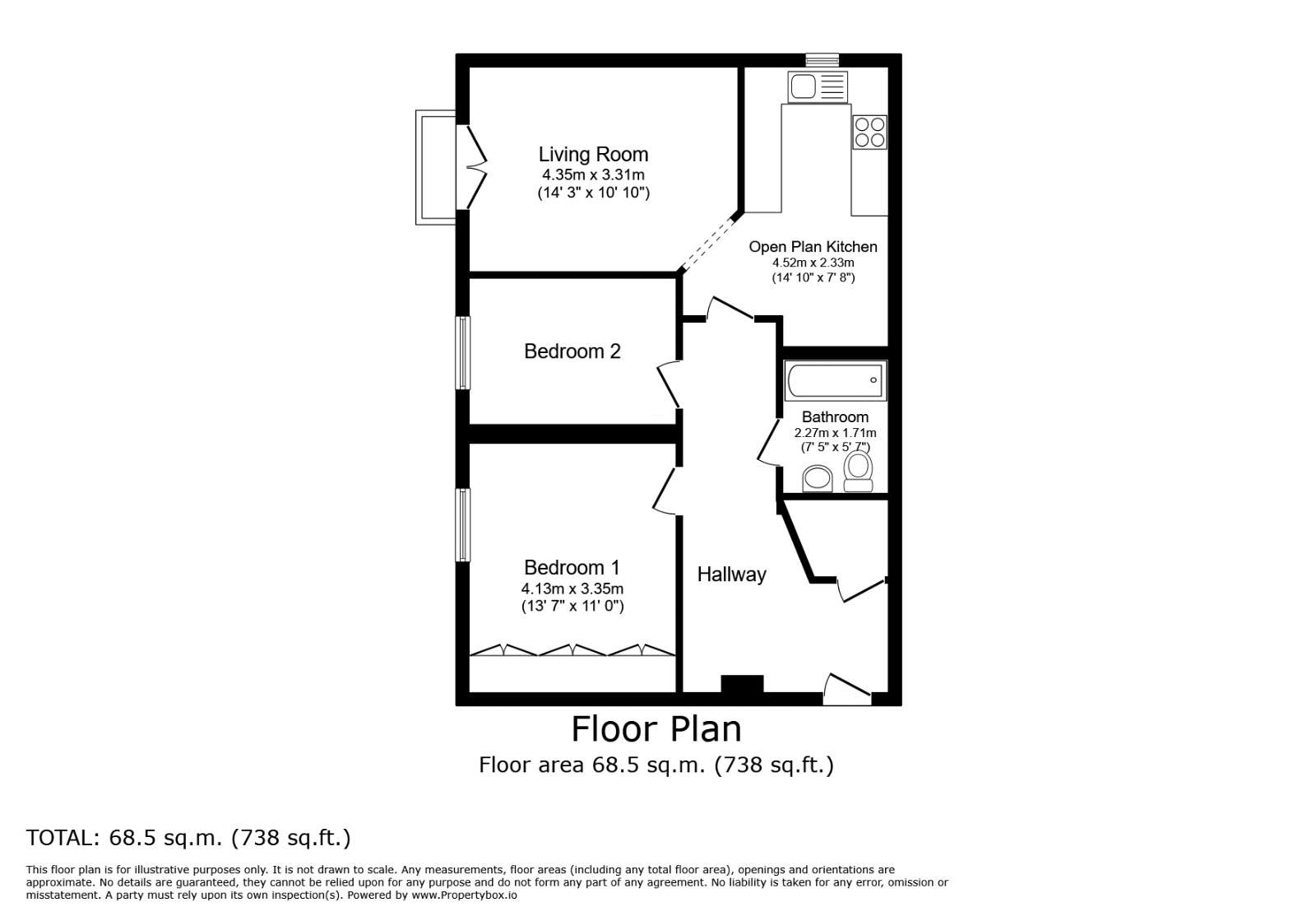 Floorplan of 2 bedroom  Flat for sale, Greenbrook Road, Burnley, Lancashire, BB12