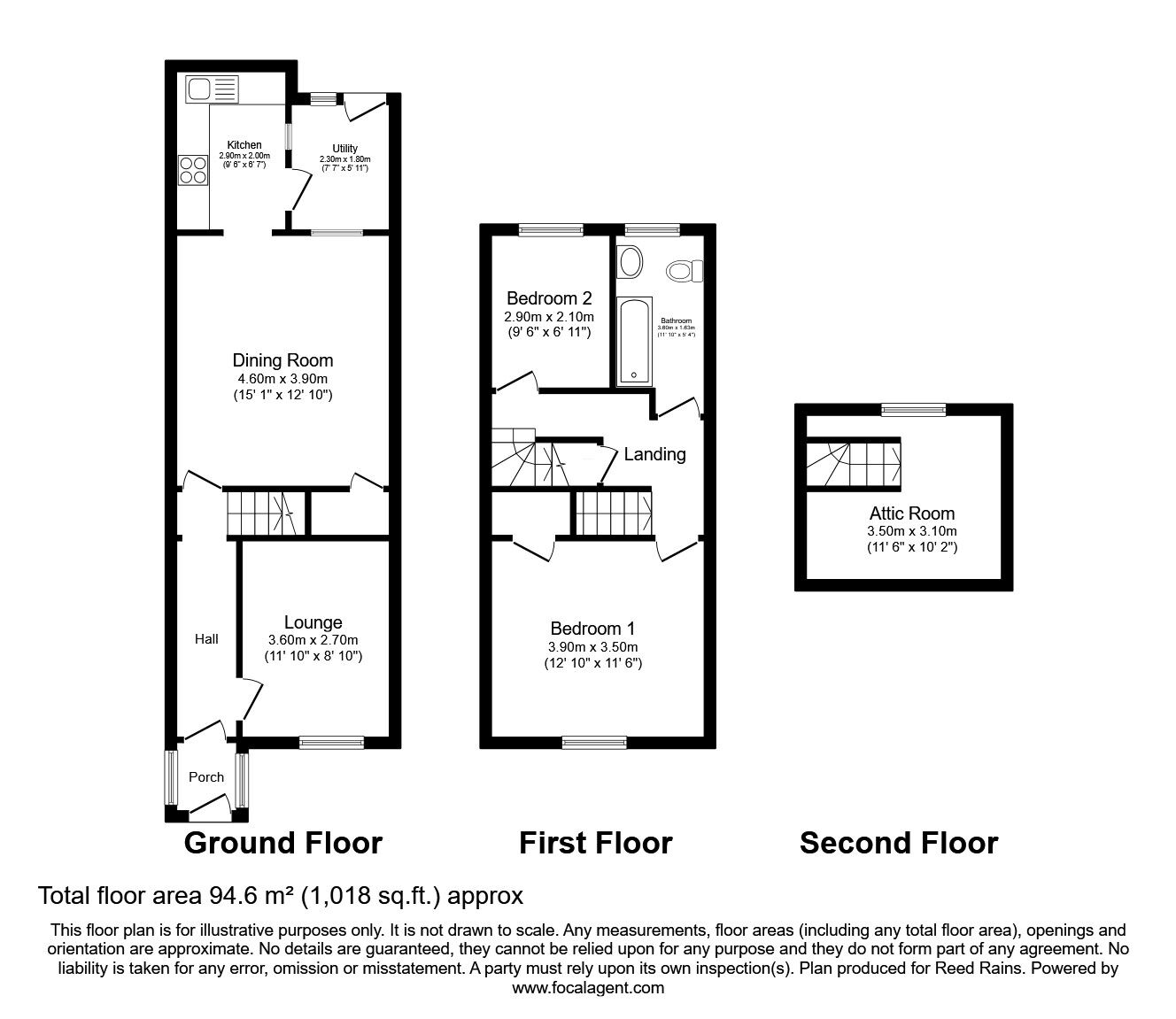 Floorplan of 2 bedroom End Terrace House for sale, Castle Street, Hapton, Lancashire, BB12