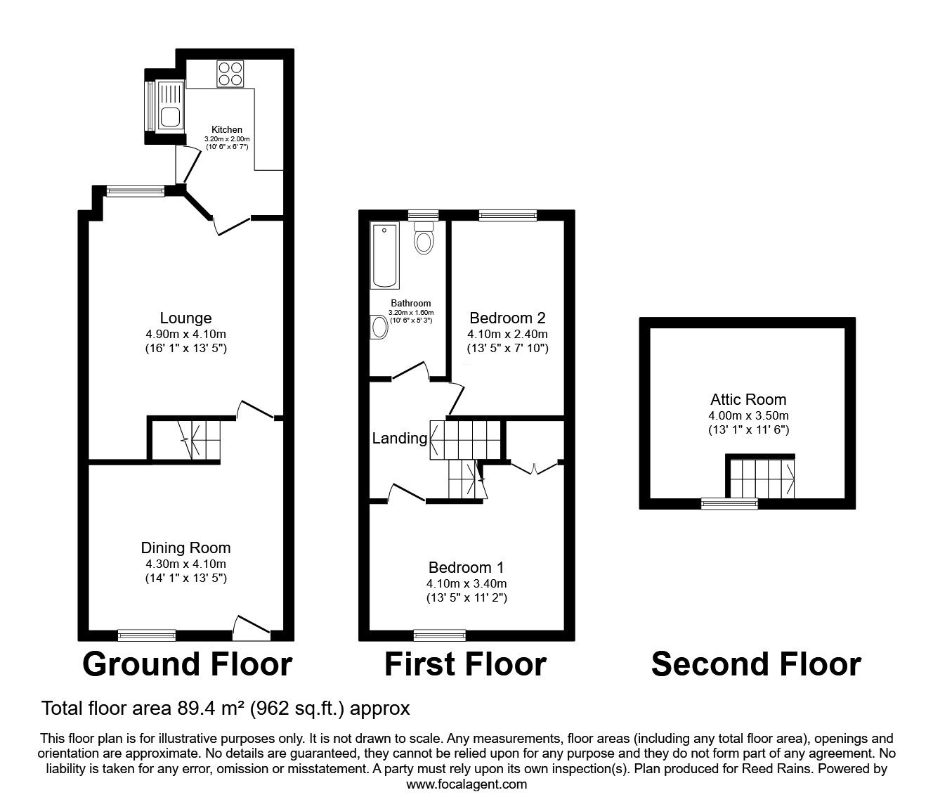 Floorplan of 2 bedroom Mid Terrace House for sale, Bergen Street, Burnley, Lancashire, BB11