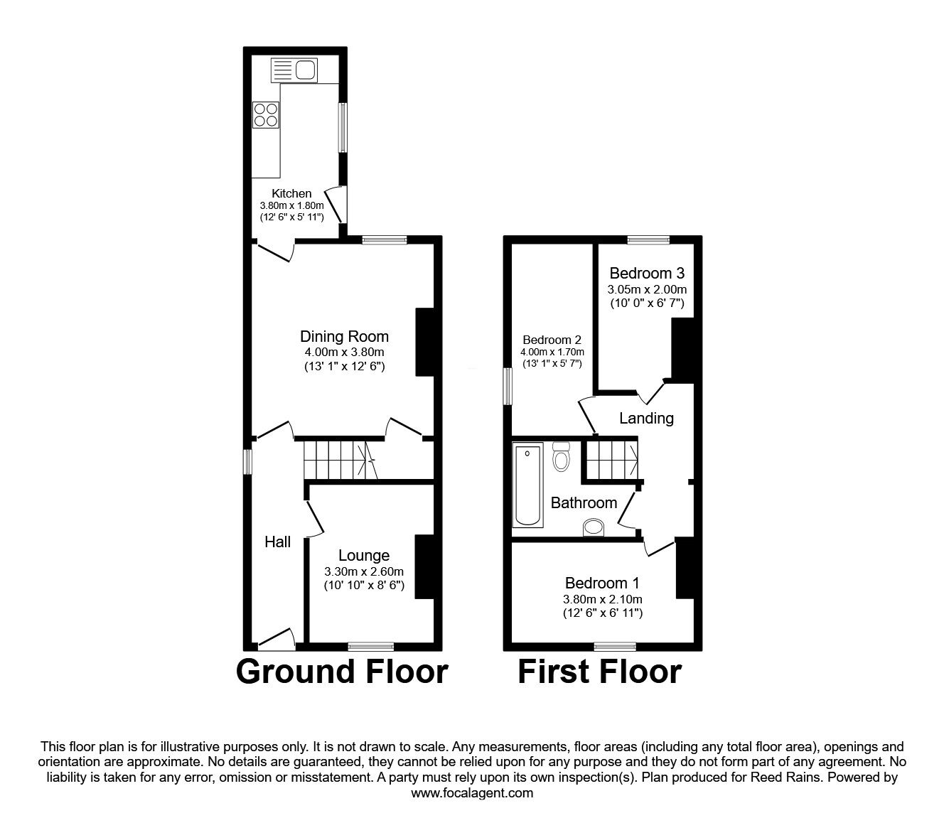 Floorplan of 3 bedroom End Terrace House to rent, Reed Street, Burnley, Lancashire, BB11