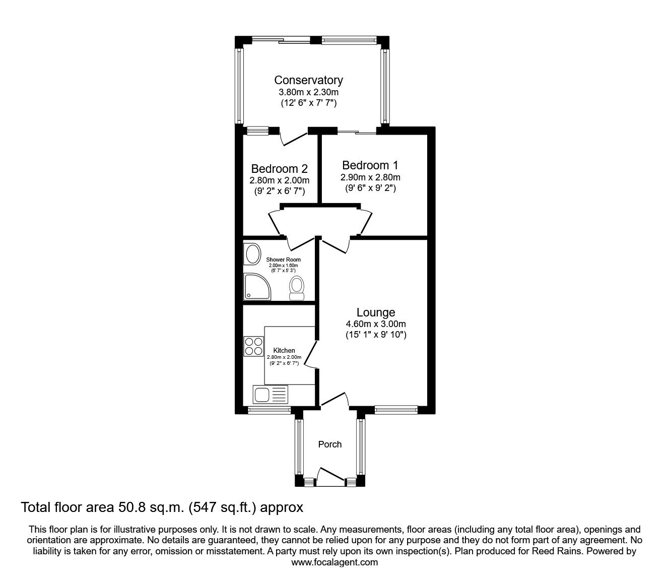 Floorplan of 2 bedroom End Terrace Bungalow for sale, Hathaway Fold, Padiham, Lancashire, BB12