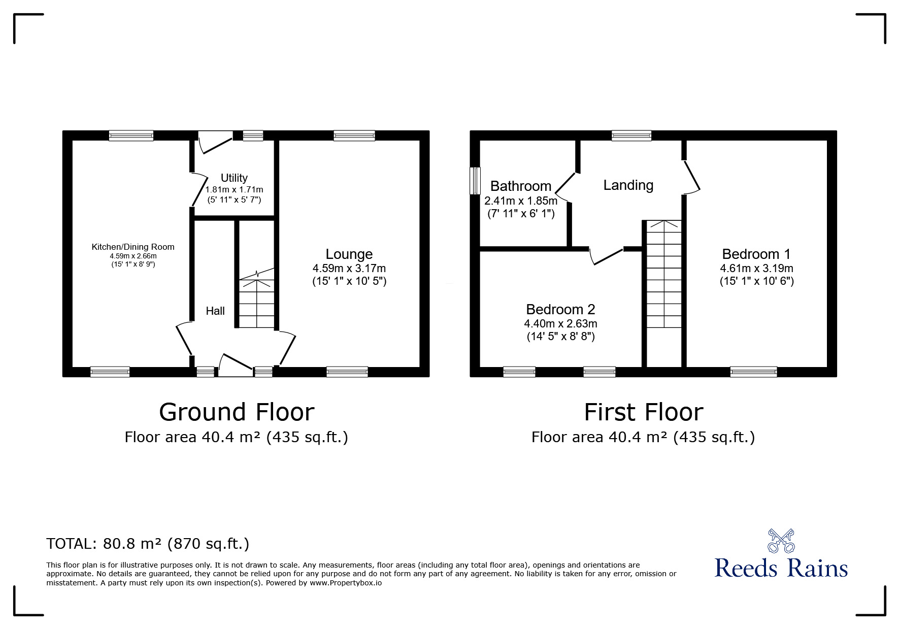 Floorplan of 2 bedroom Semi Detached House for sale, Chipping Grove, Burnley, Lancashire, BB10