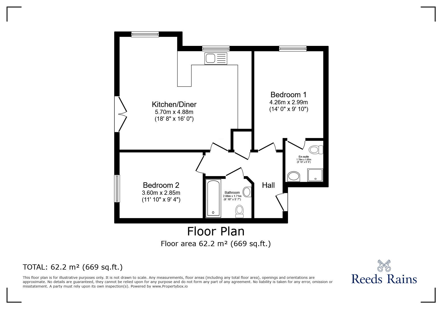 Floorplan of 2 bedroom  House to rent, Bendwood Court, Padiham, Lancashire, BB12