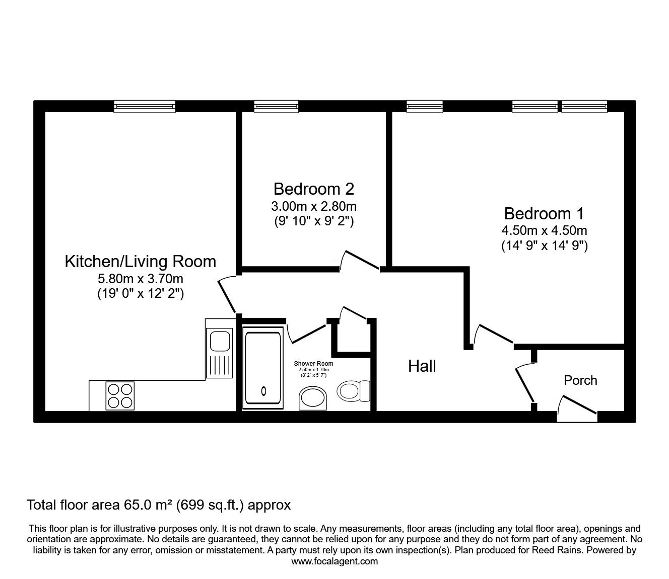 Floorplan of 2 bedroom  Flat for sale, Allendale Street, Burnley, Lancashire, BB12