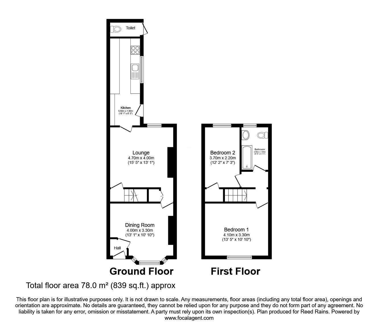 Floorplan of 2 bedroom Mid Terrace House to rent, Lyndhurst Road, Burnley, Lancashire, BB10