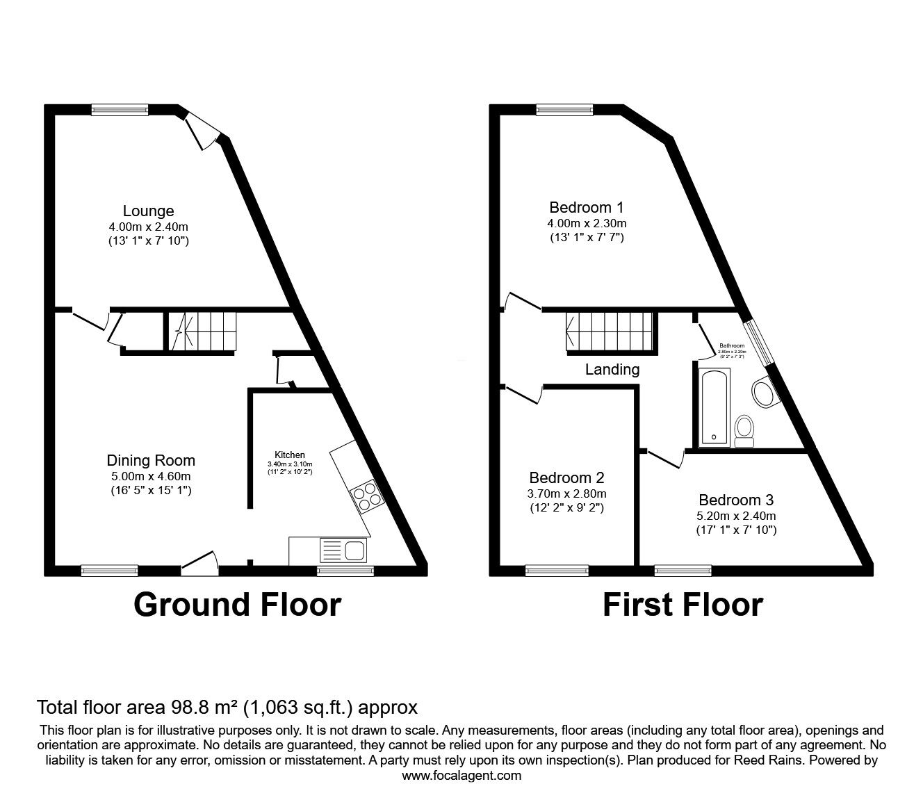 Floorplan of 3 bedroom End Terrace House to rent, Hinton Street, Burnley, Lancashire, BB10