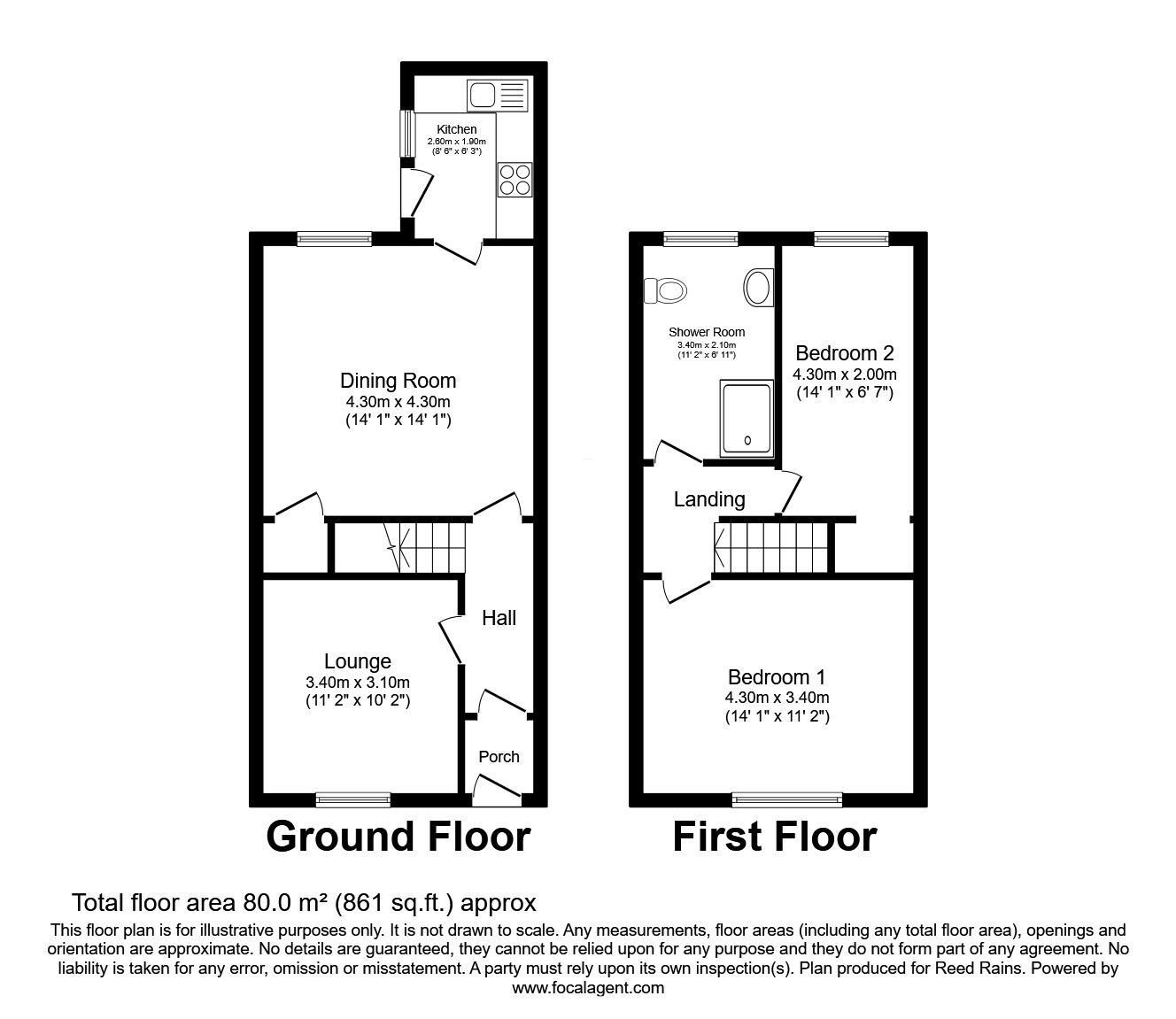 Floorplan of 2 bedroom Mid Terrace House for sale, Duke Street, Briercliffe, Lancashire, BB10