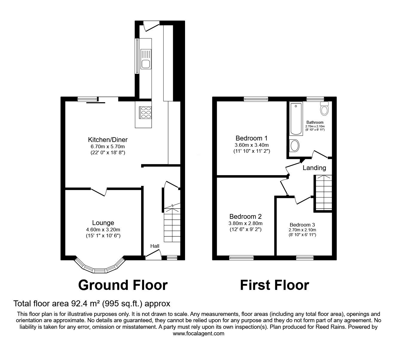 Floorplan of 3 bedroom Mid Terrace House for sale, Briercliffe Road, Burnley, Lancashire, BB10