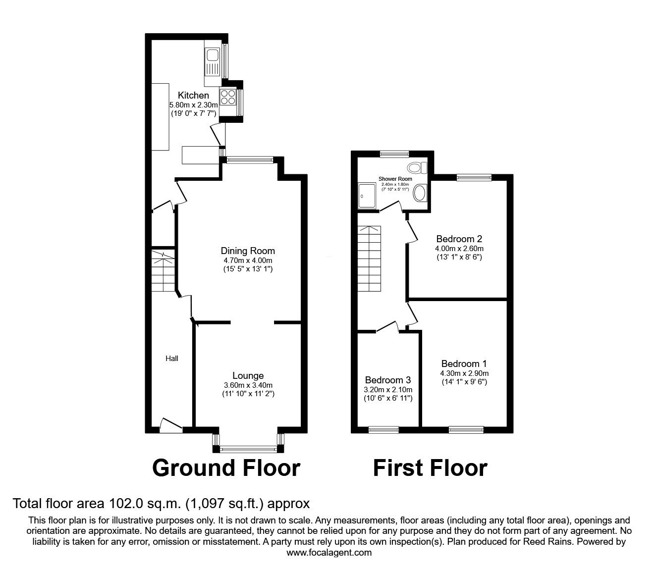 Floorplan of 3 bedroom Mid Terrace House for sale, Briercliffe Road, Burnley, Lancashire, BB10